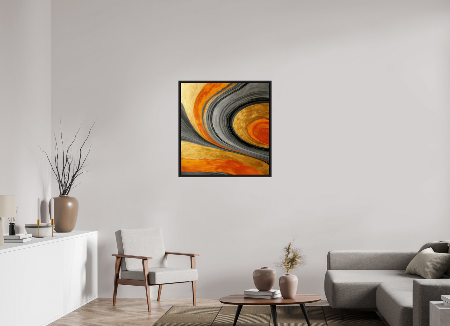 32 x 33.3″, Fine Art Print on Aluminum Dibond with Boarder Abstract Gold Geode 2