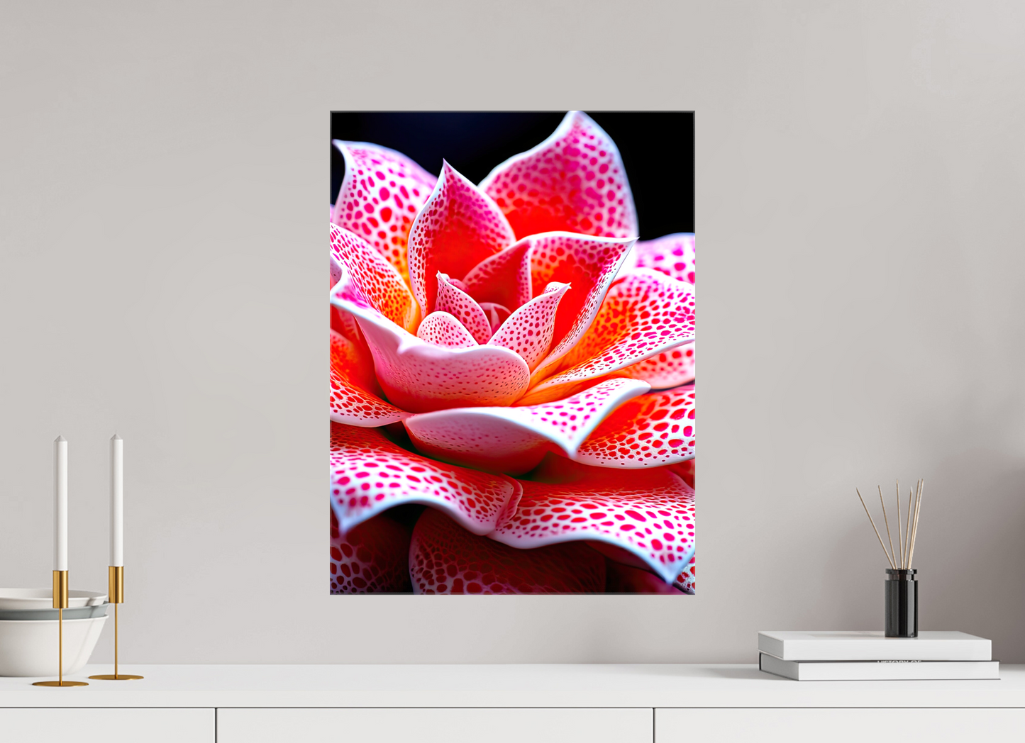 15 x 20″, Glossy Canvas Red Dot Flower