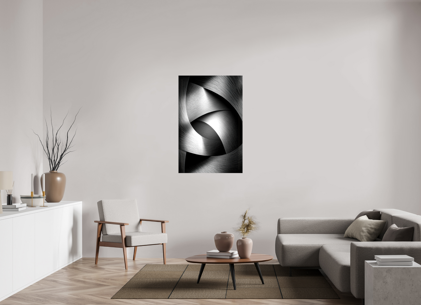 31 x 47.4″, Glossy Canvas Abstract B&W 4