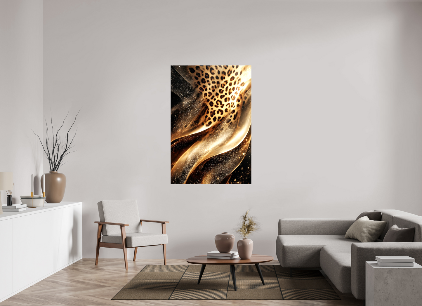39 x 57.5″, Glossy Canvas Leopard Swirl