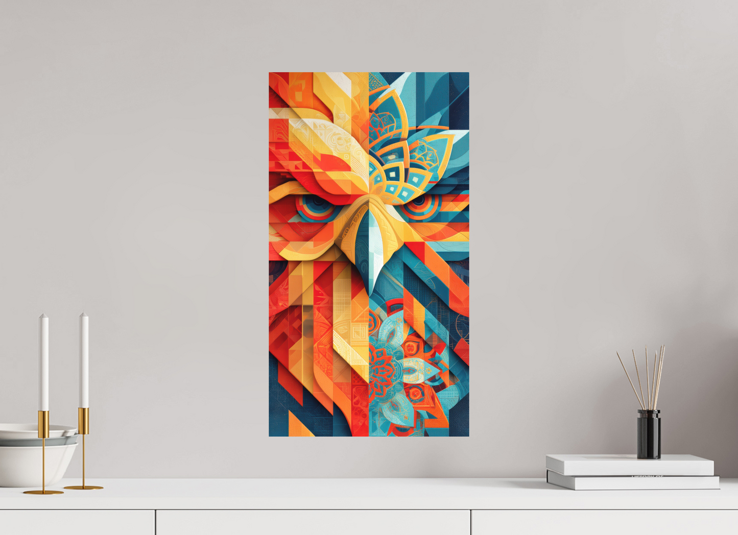 12 x 21.9″, Photo Print on Aluminum Backing Abstract Warm & Cold Eagle