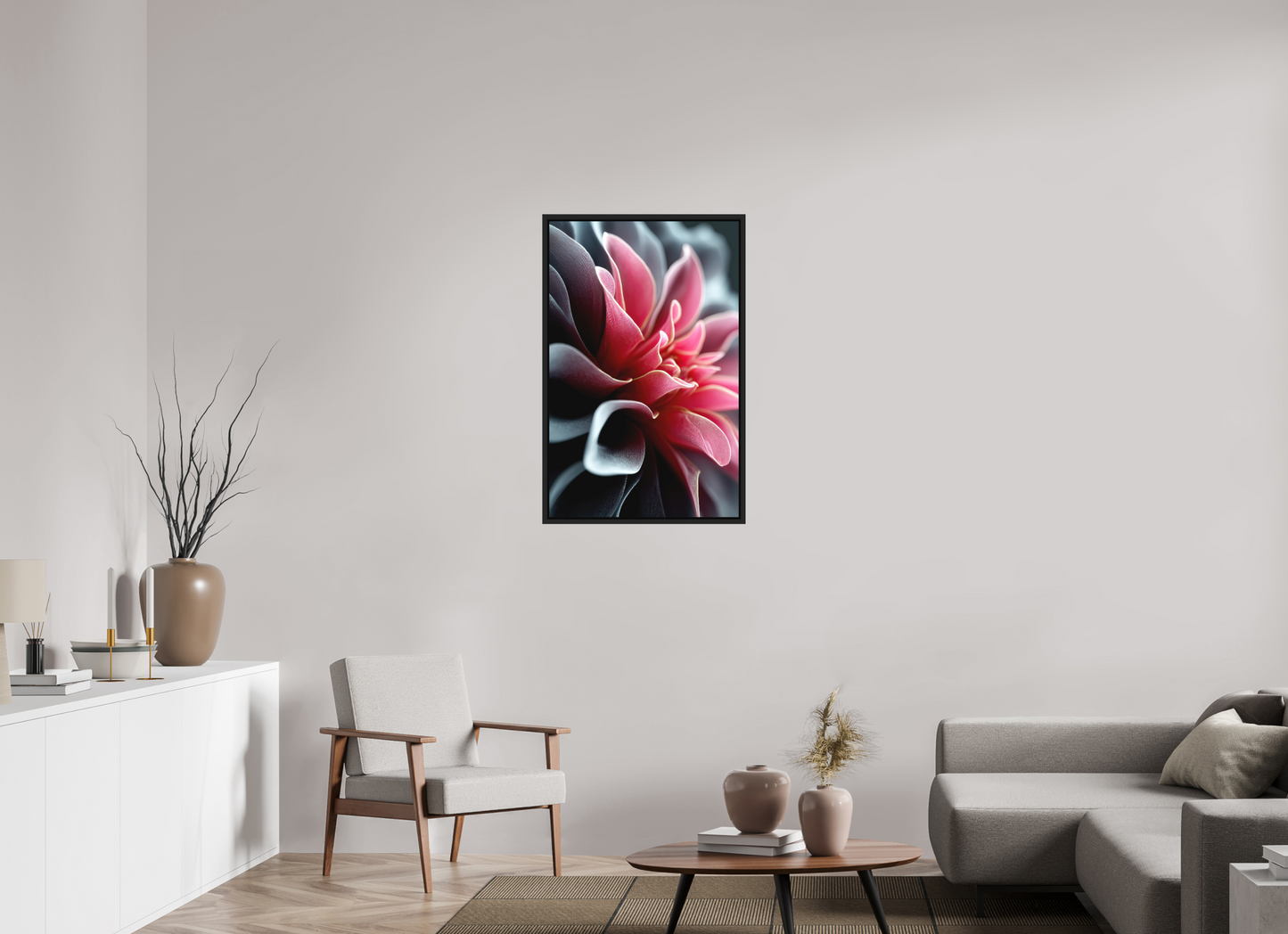 24 x 37.5″, Photo Print on Aluminum Backing with boarder Pink Flower