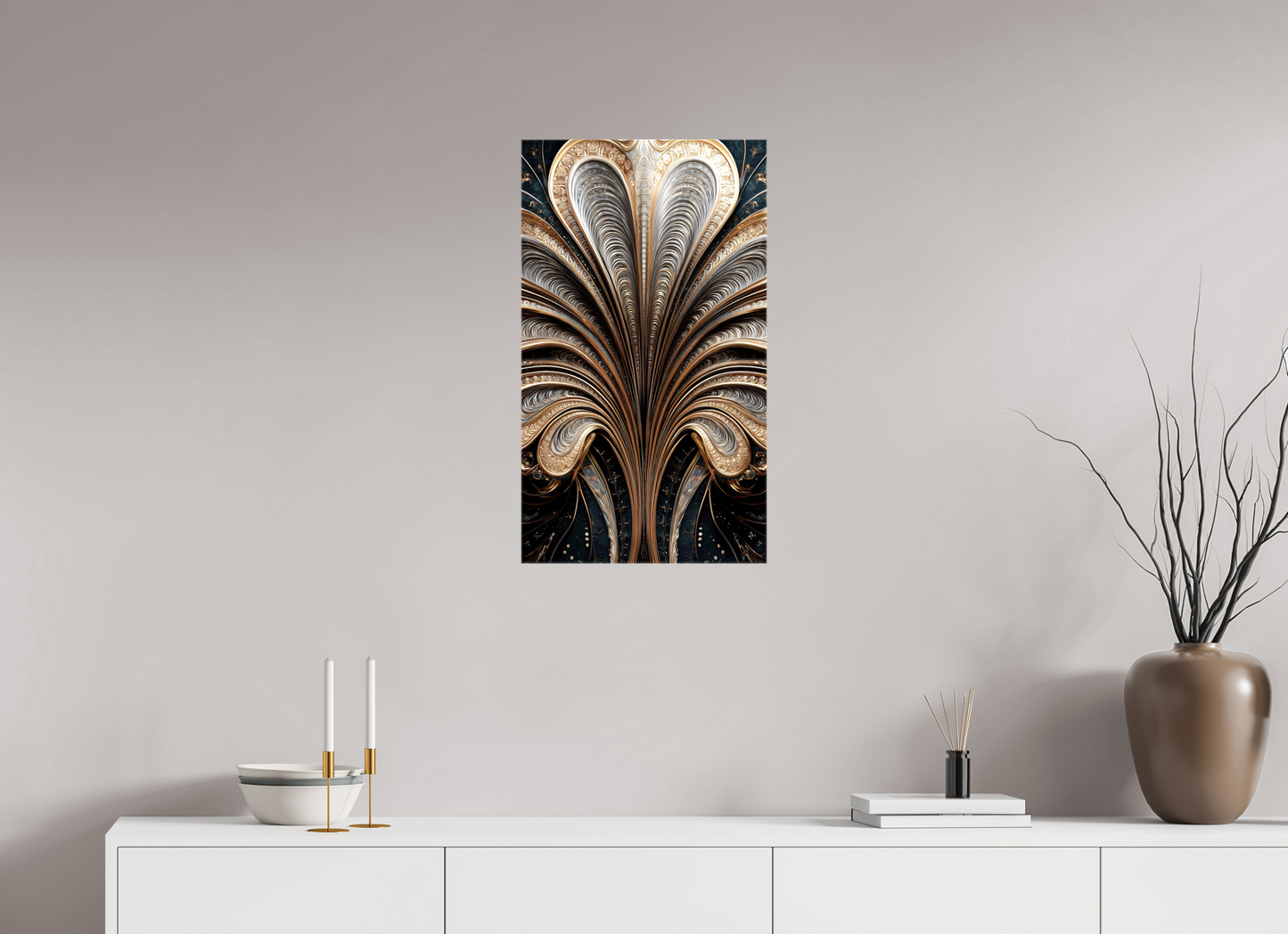16 x 27.8″, Glossy Canvas Art Deco Abstract Flower 3