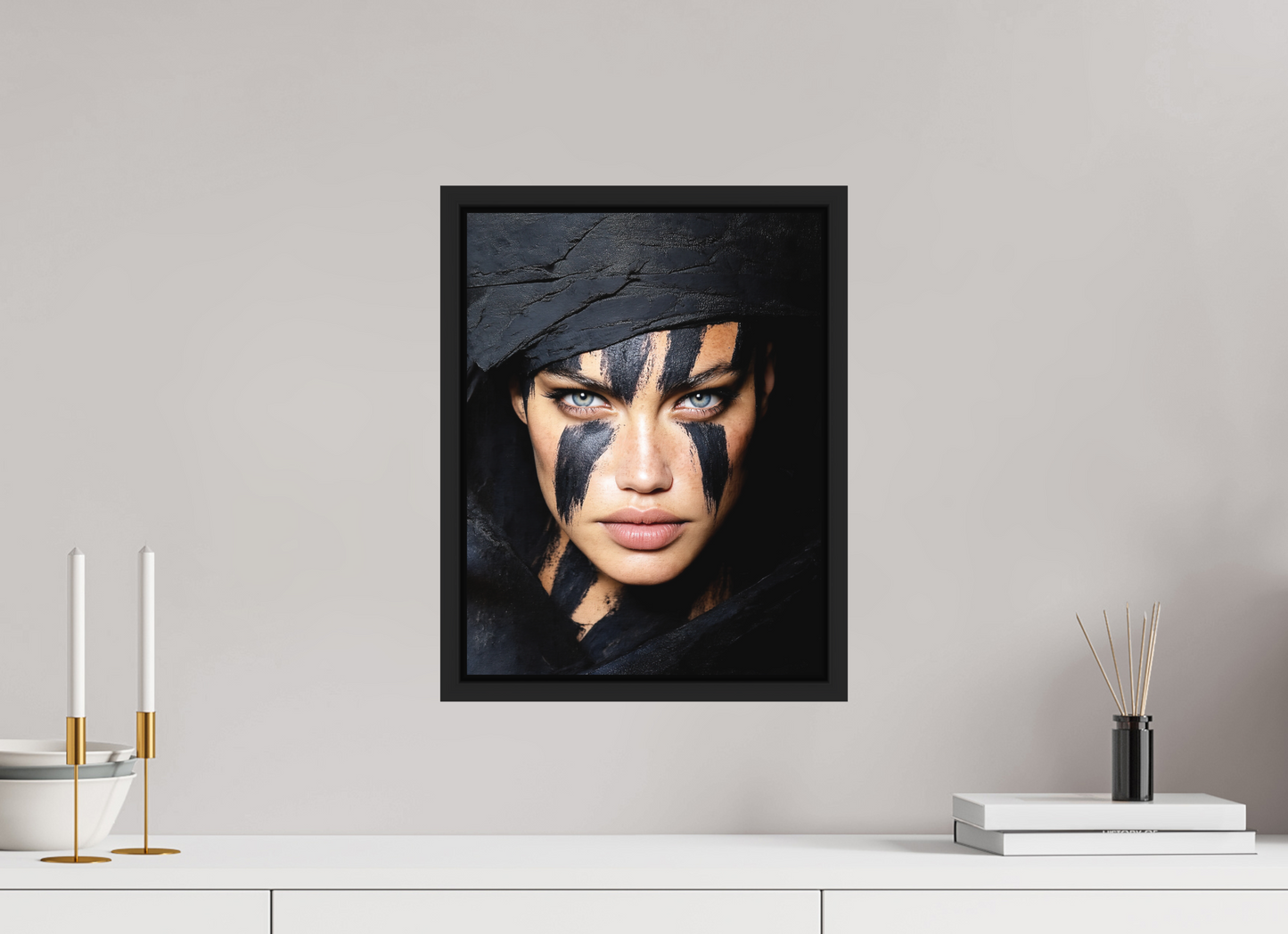 12 x 15.7″, Photo Print on Aluminum Backing with boarder Charcoal Woman