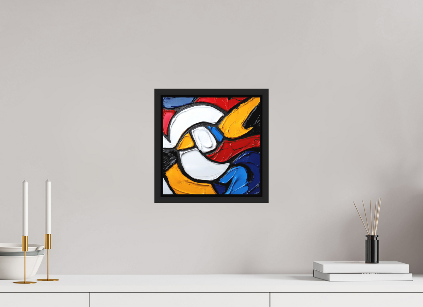 10 x 10″, Photo Print on Aluminum Backing with boarder Abstract Paint Bird