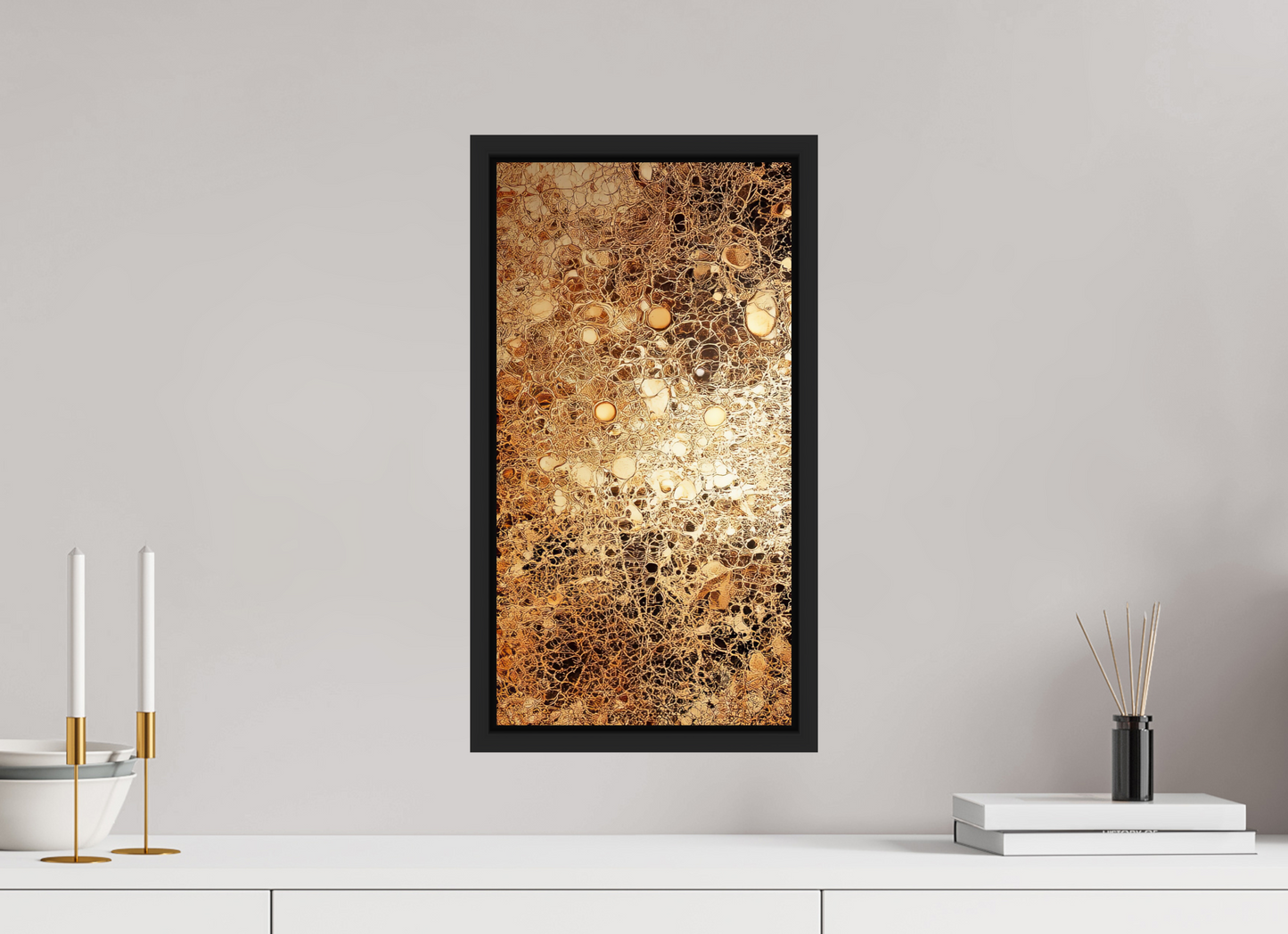 10 x 19.1″, Fine Art Print on Aluminum Dibond with Boarder Gold Leather
