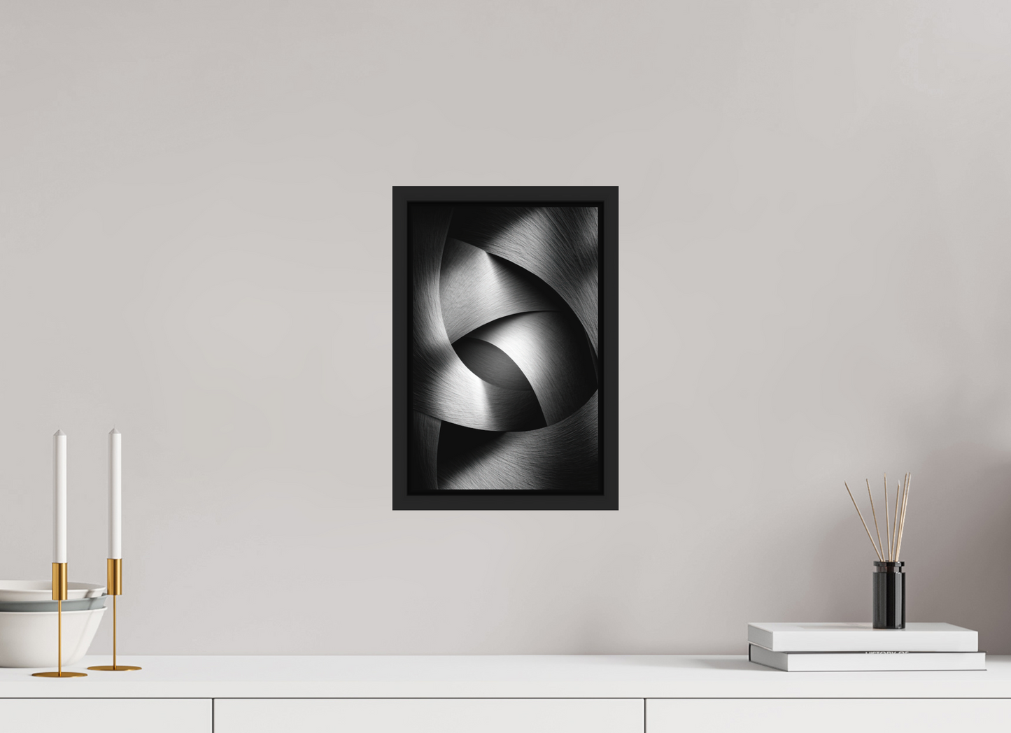 8 x 12.2″, Photo Print on Aluminum Backing with boarder Abstract B&W 4