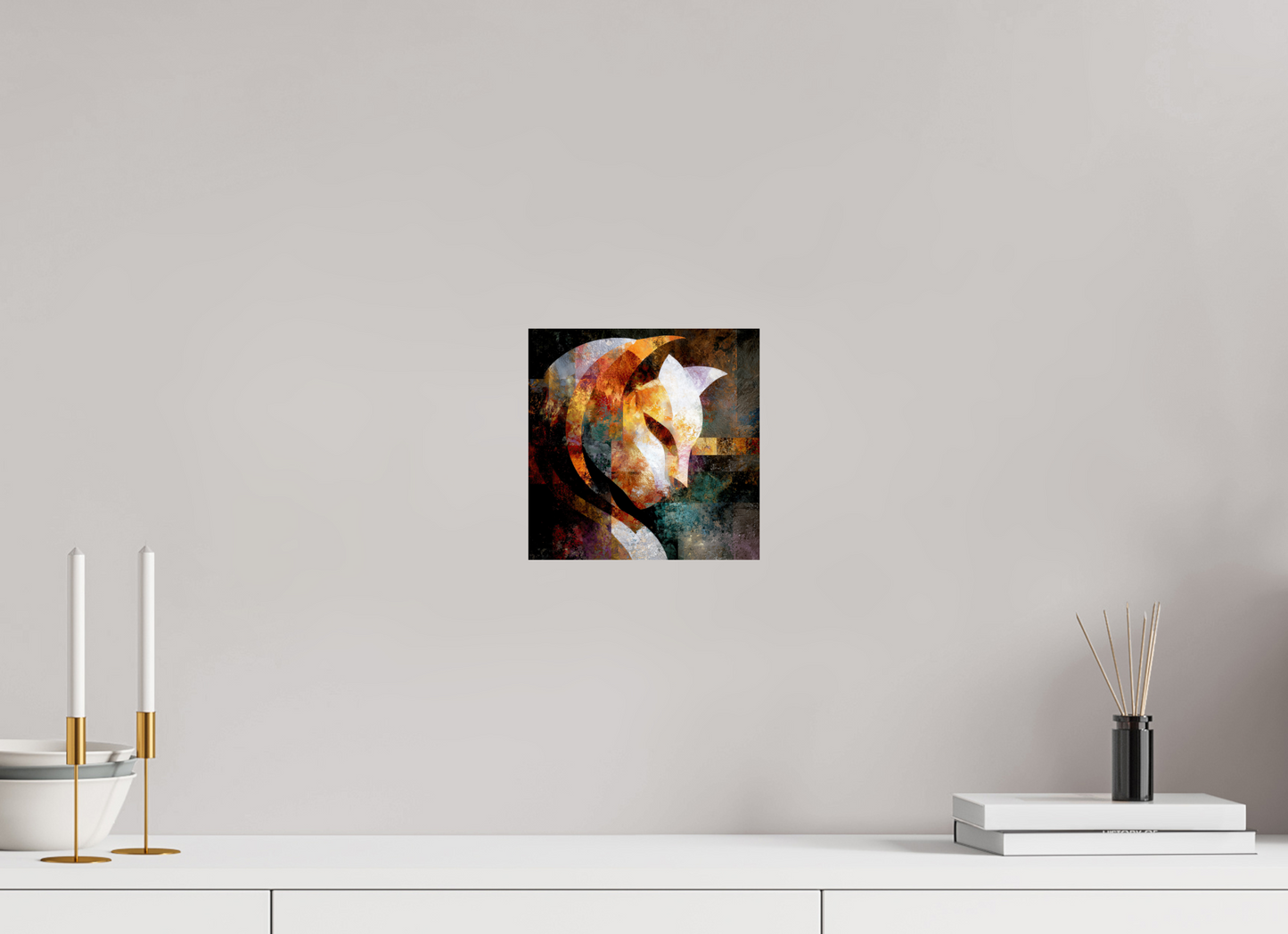 8 x 8″, Fine Art Print On Aluminum Dibond Abstract Cat
