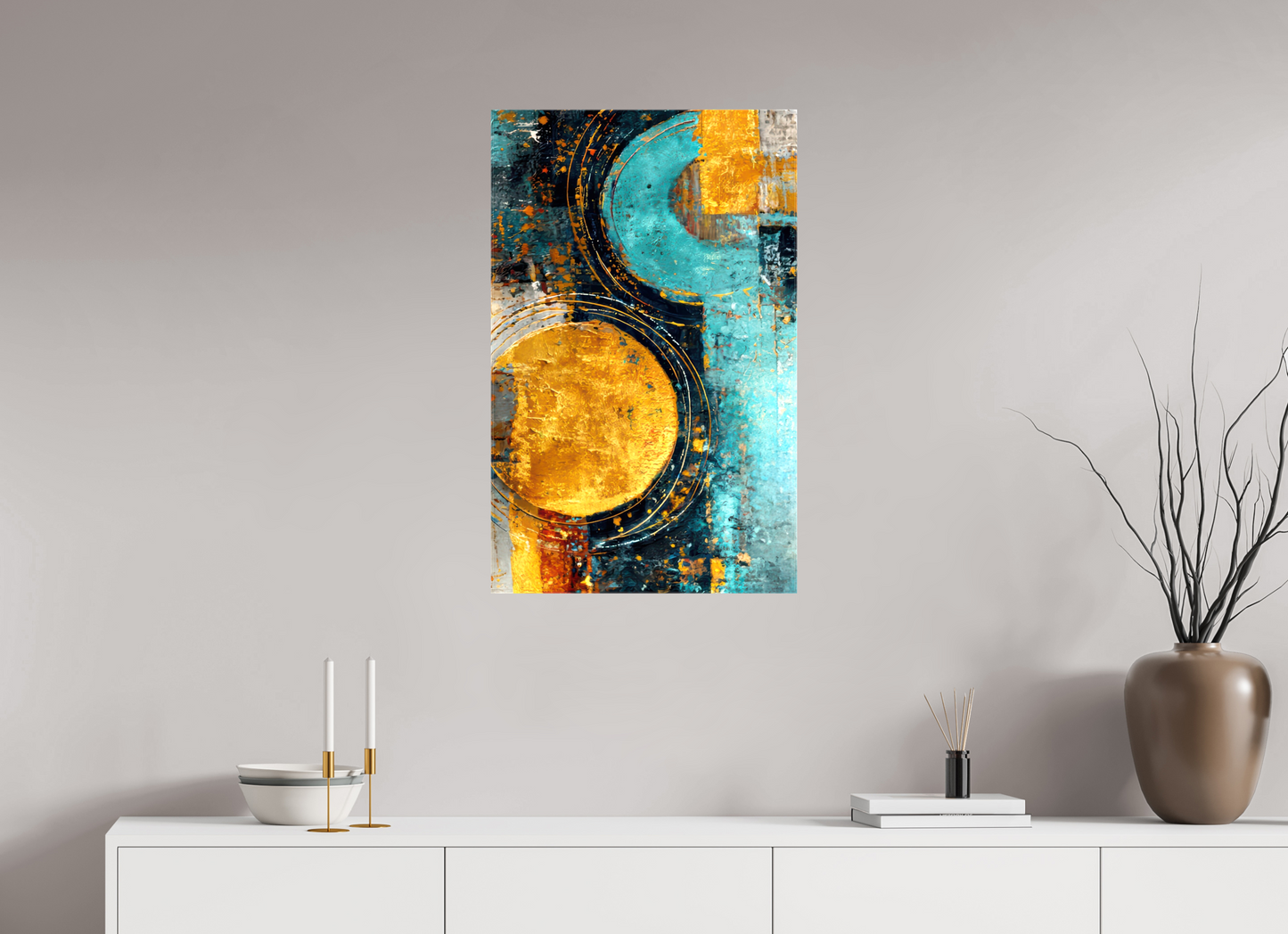 20 x 31.8″, Glossy Canvas Abstract Gold Paint 2