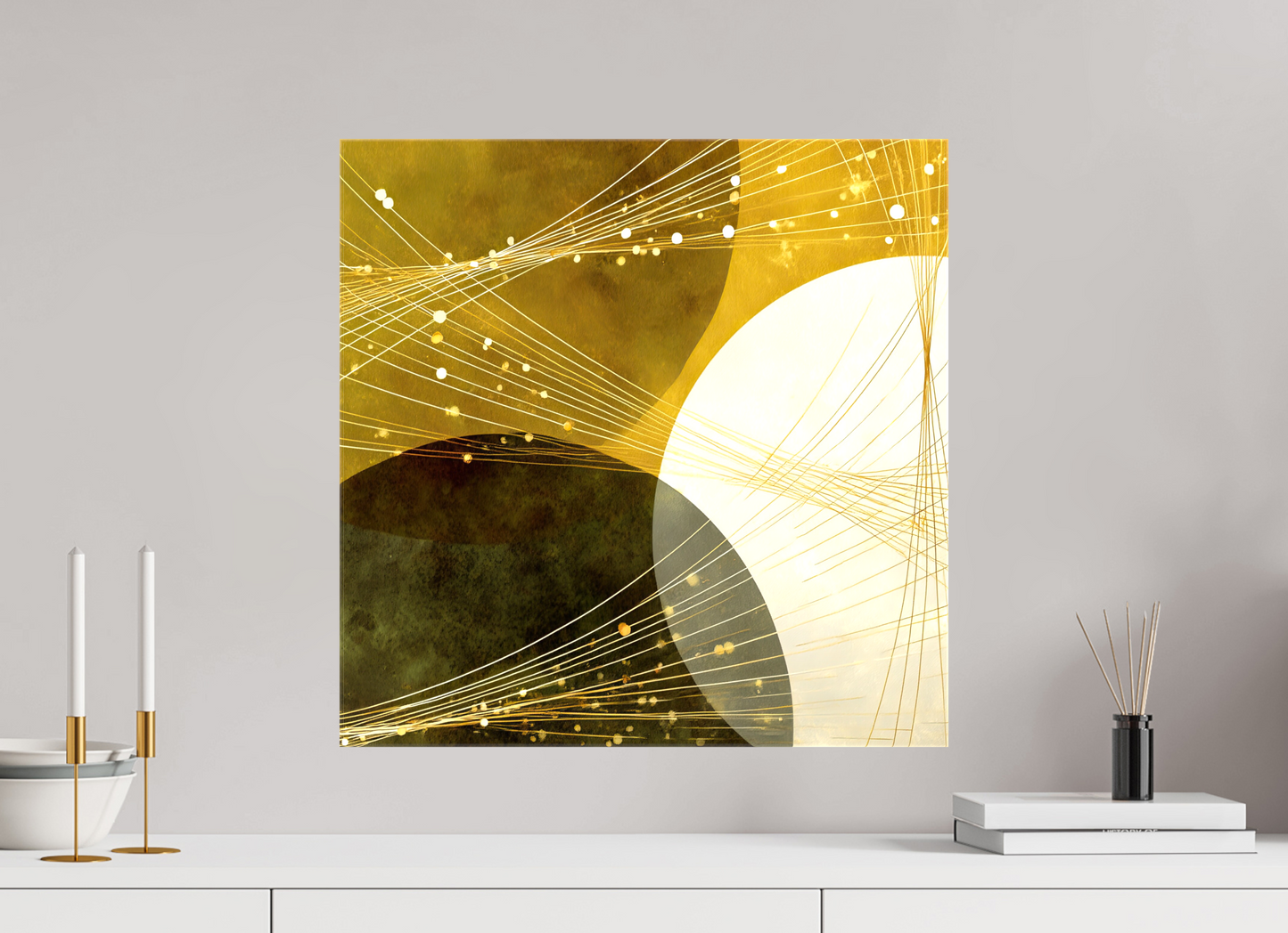 20 x 20″, Glossy Canvas Lime Circles