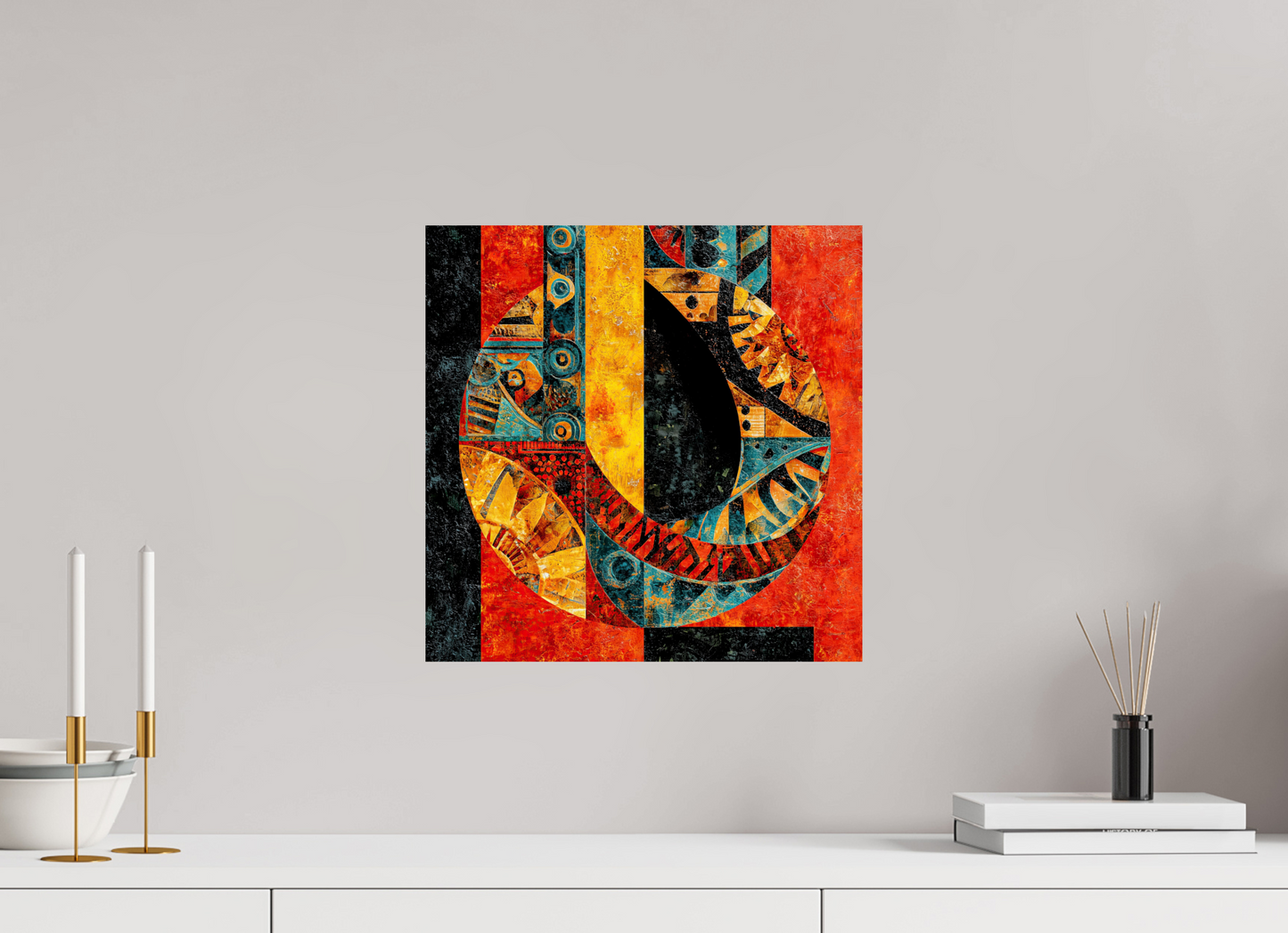 15 x 15″, Fine Art Print On Aluminum Dibond Tribal Circle 1