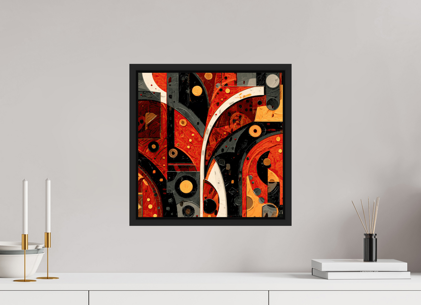 15 x 15″, Fine Art Print on Aluminum Dibond with Boarder Abstract Chaos