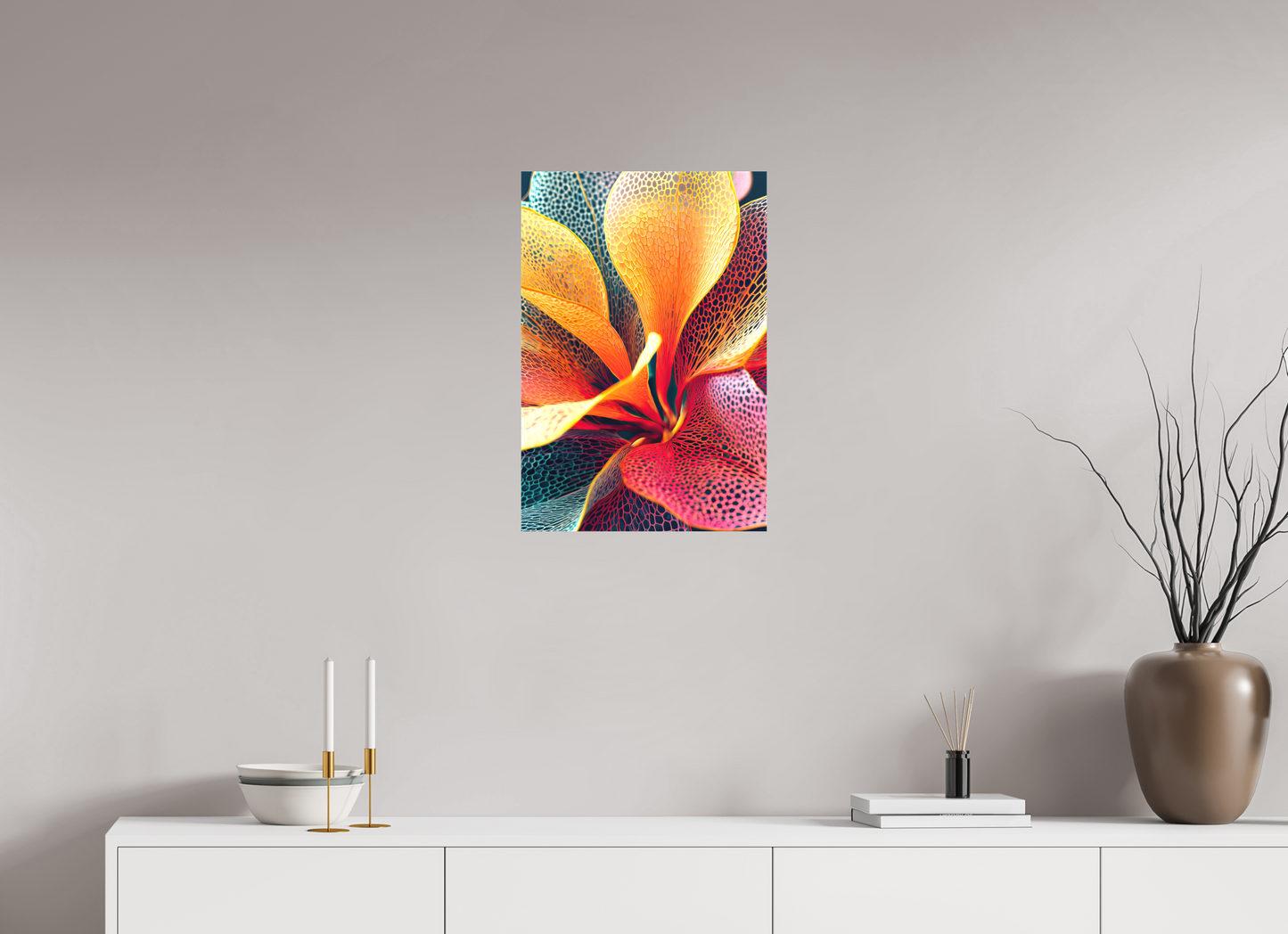 16 x 23.6″, Textile on Canvas Colorful Flower