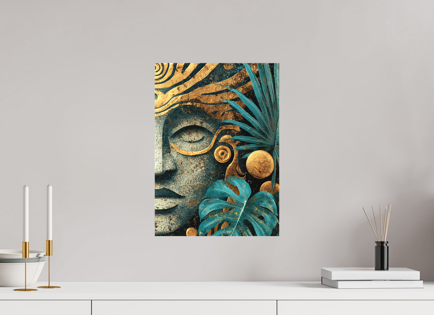 12 x 16.8″, Textile on Canvas Ancient Face 2