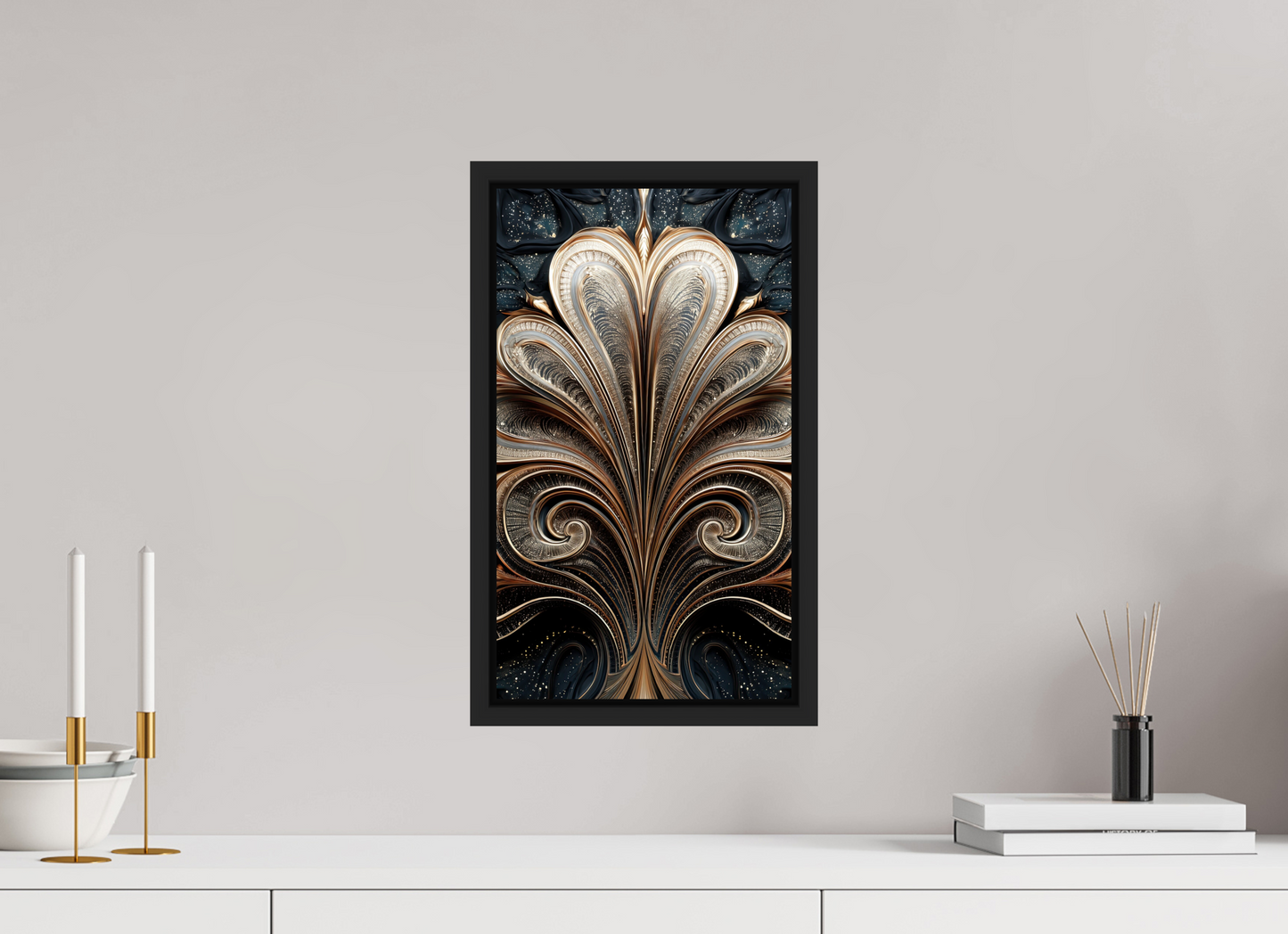 10 x 17.3″, Fine Art Print on Aluminum Dibond with Boarder Art Deco Abstract Flower 4