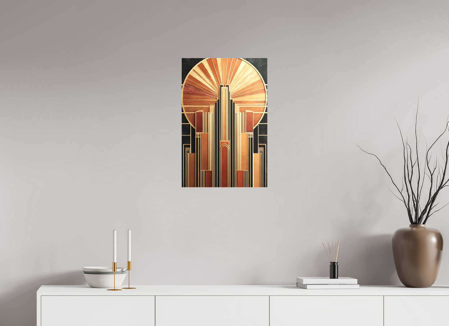 16 x 24.3″, Textile on Canvas Art Deco City 2