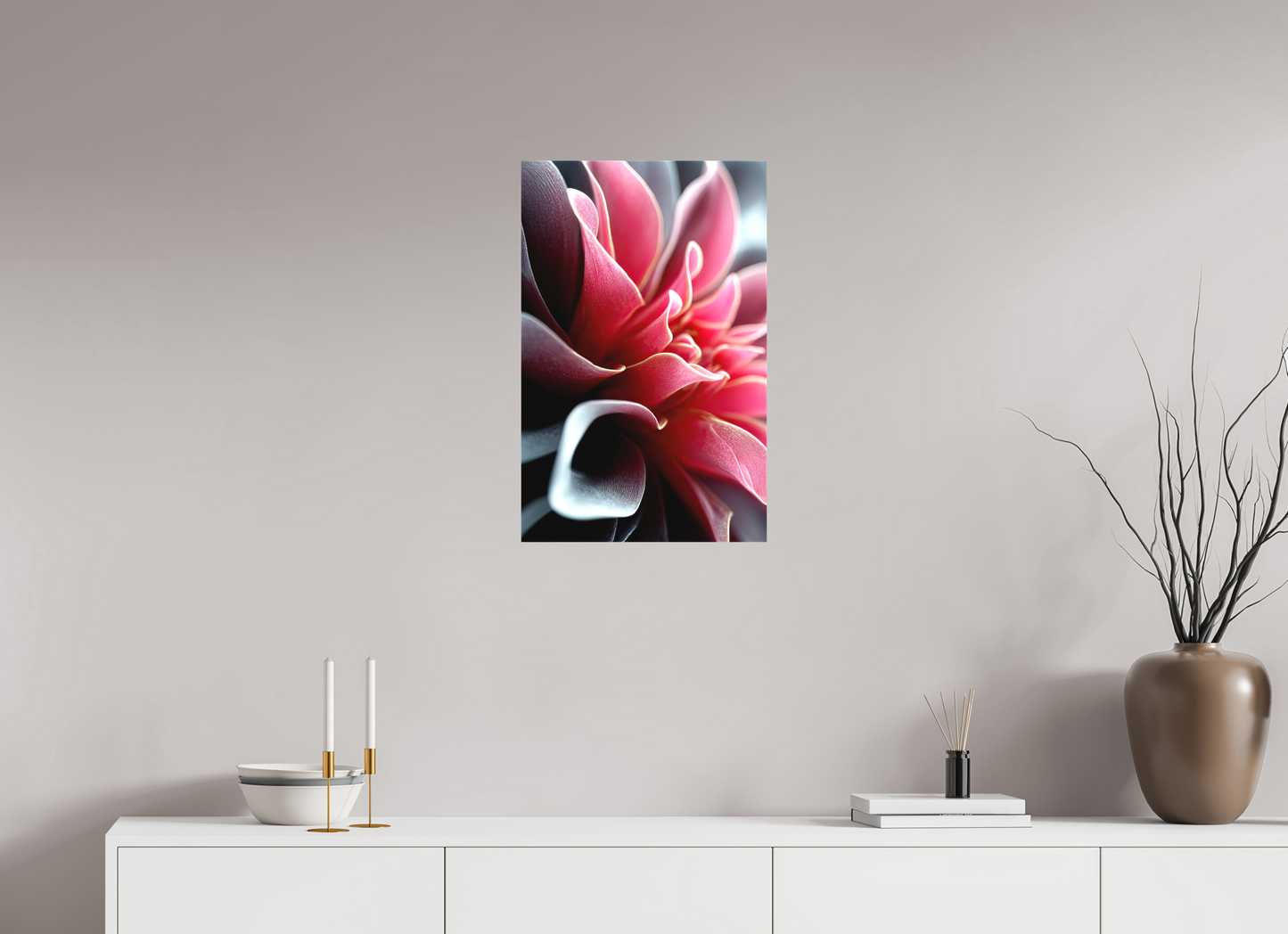 16 x 25″, Textile on Canvas Pink Flower