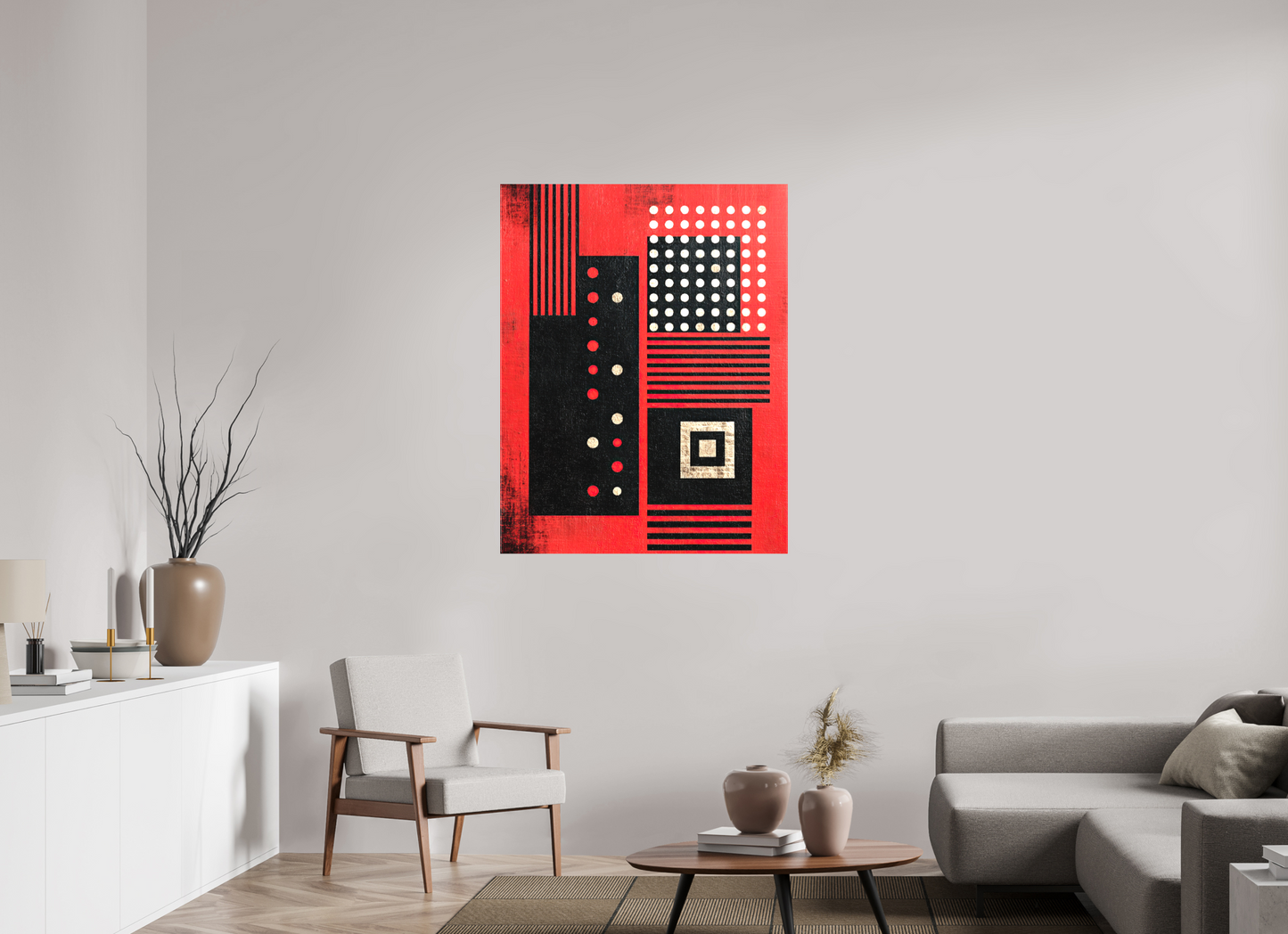 36 x 46.4″, Textile on Canvas Abstract Barcode 2