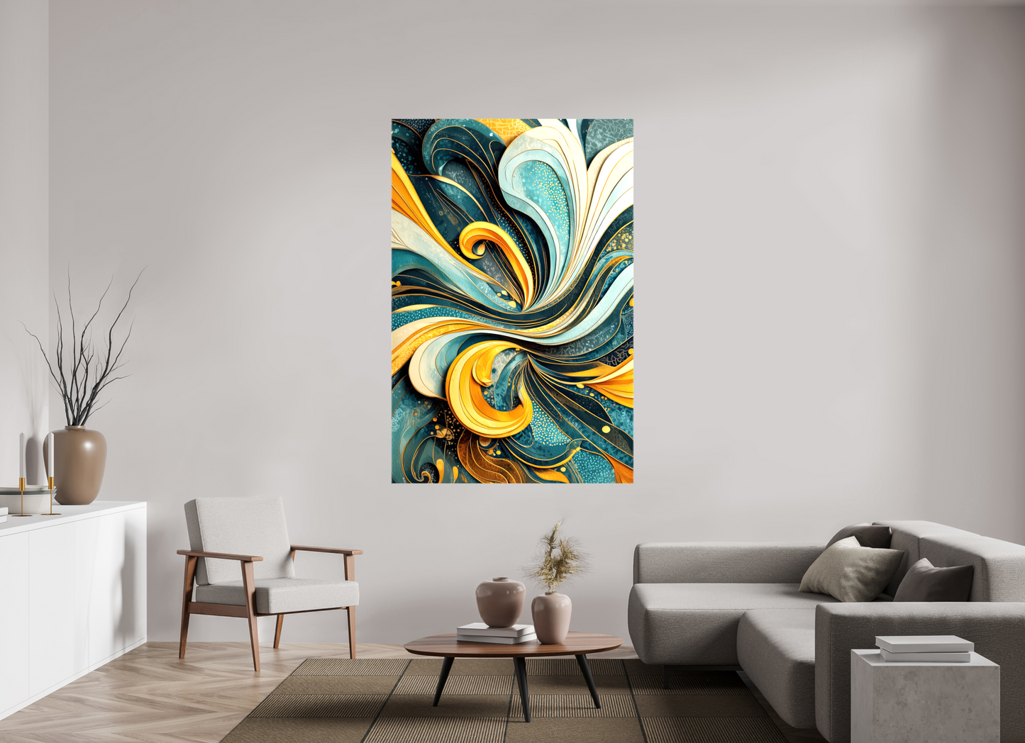 47 x 71″, Glossy Canvas Abstract Swirl
