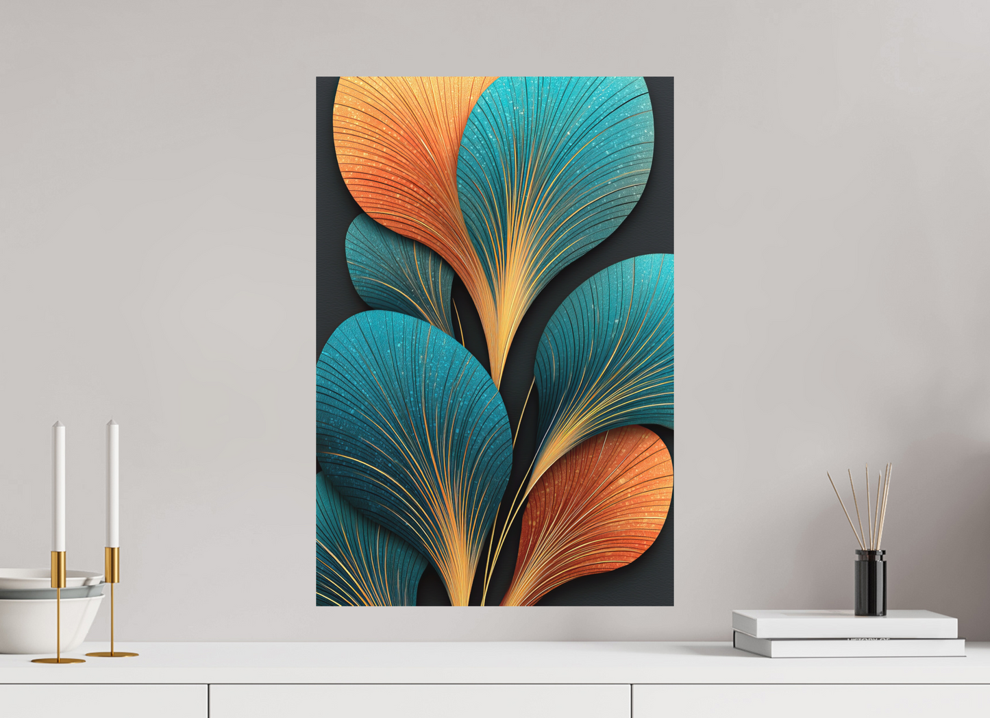 16 x 23.7″, Photo Print on Aluminum Backing Art Deco Flowers