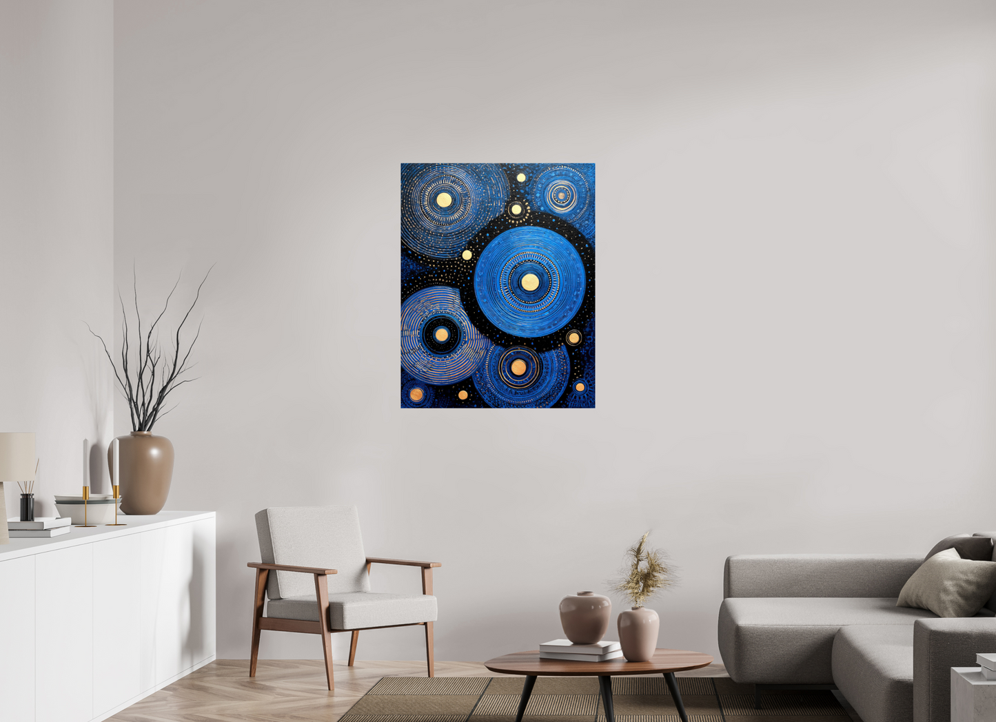 32 x 40.4″, Fine Art Print On Aluminum Dibond Blue Circles