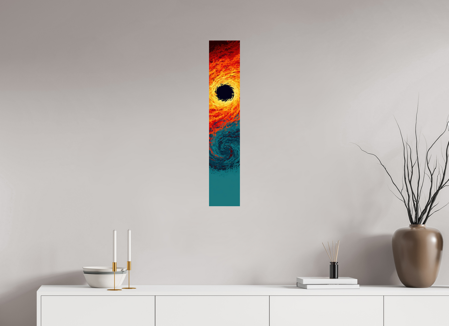 6 x 32.1″, Fine Art Print On Aluminum Dibond Abstract Fire & Ice Swirl
