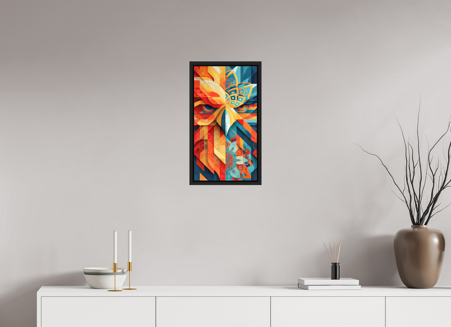 12 x 21.9″, Photo Print on Aluminum Backing with boarder Abstract Warm & Cold Eagle