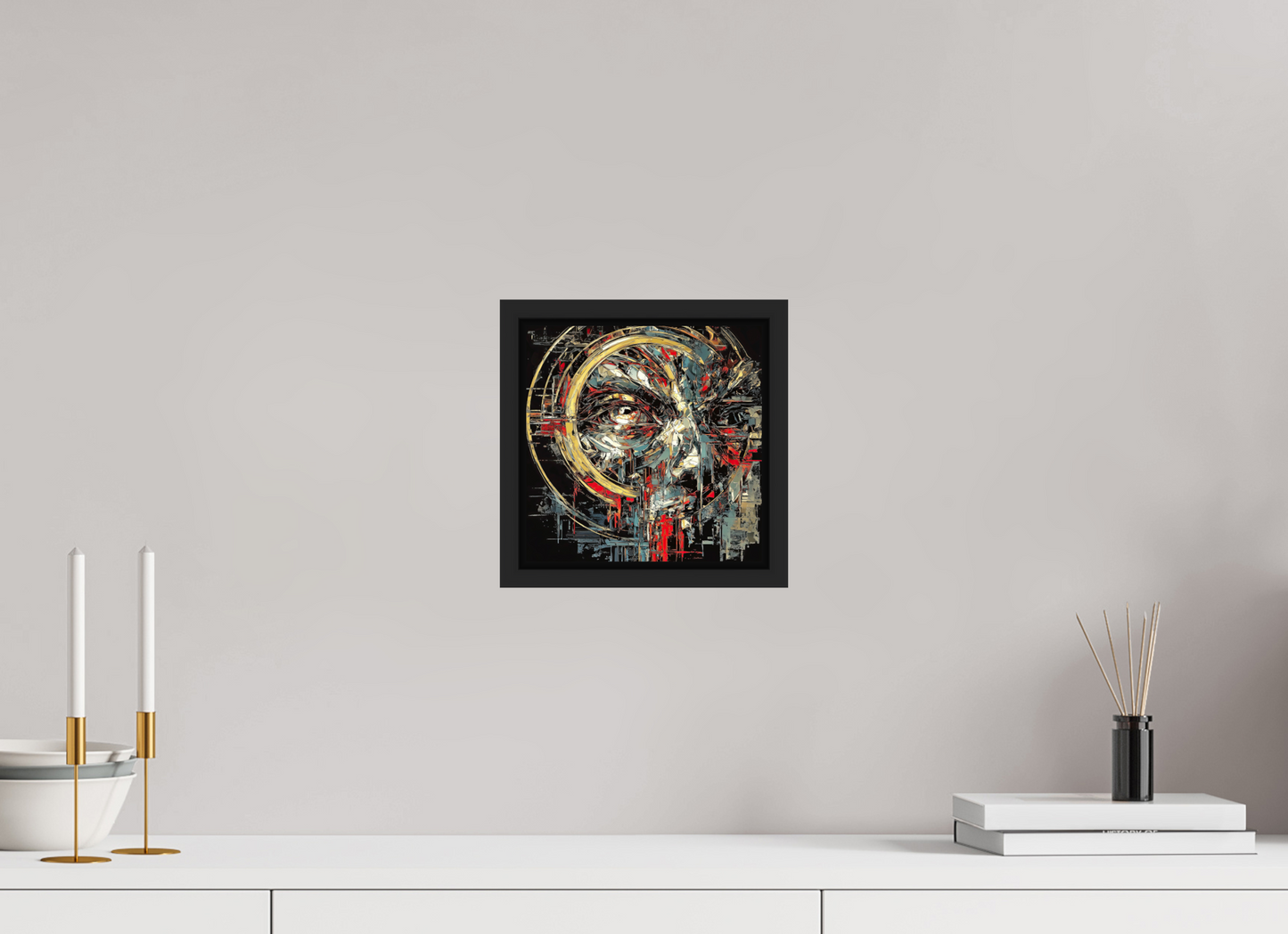 8 x 8″, Fine Art Print on Aluminum Dibond with Boarder Abstract Male Eye