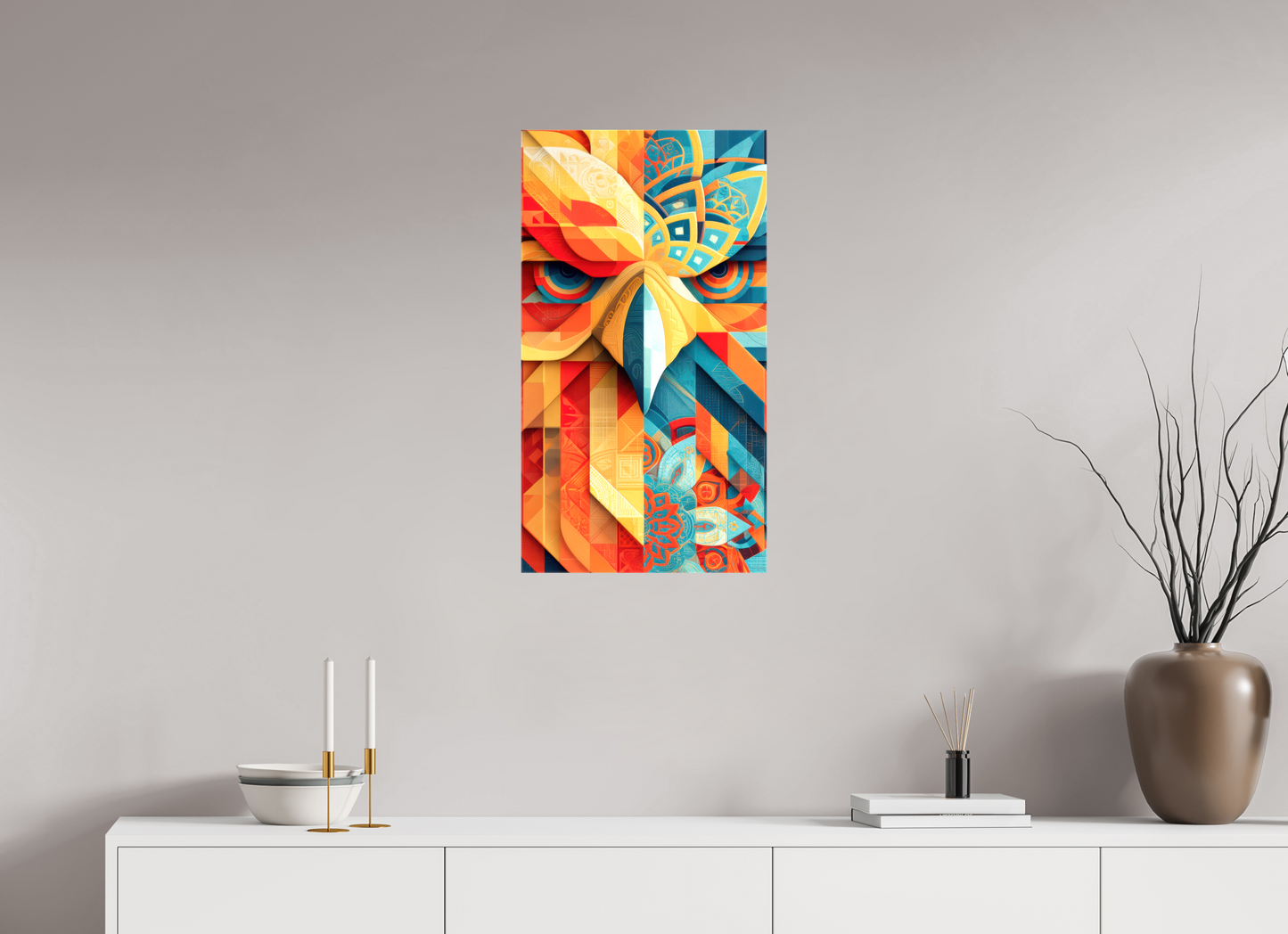 16 x 29.1″, Glossy Canvas Abstract Warm & Cold Eagle