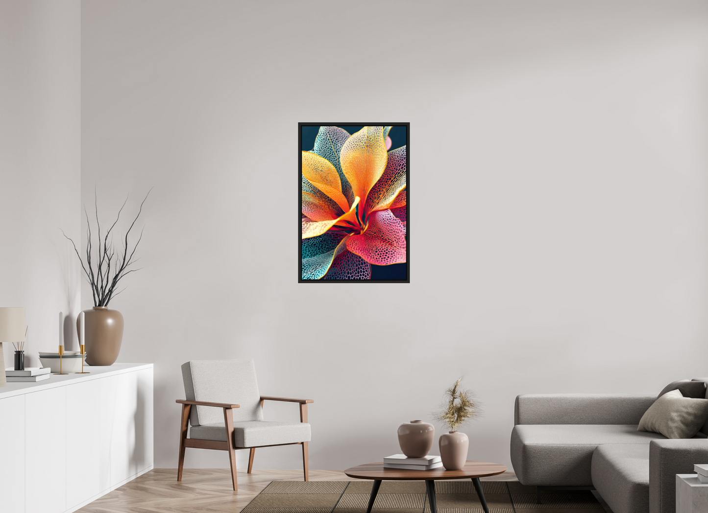 24 x 35.4″, Fine Art Print on Aluminum Dibond with Boarder Colorful Flower