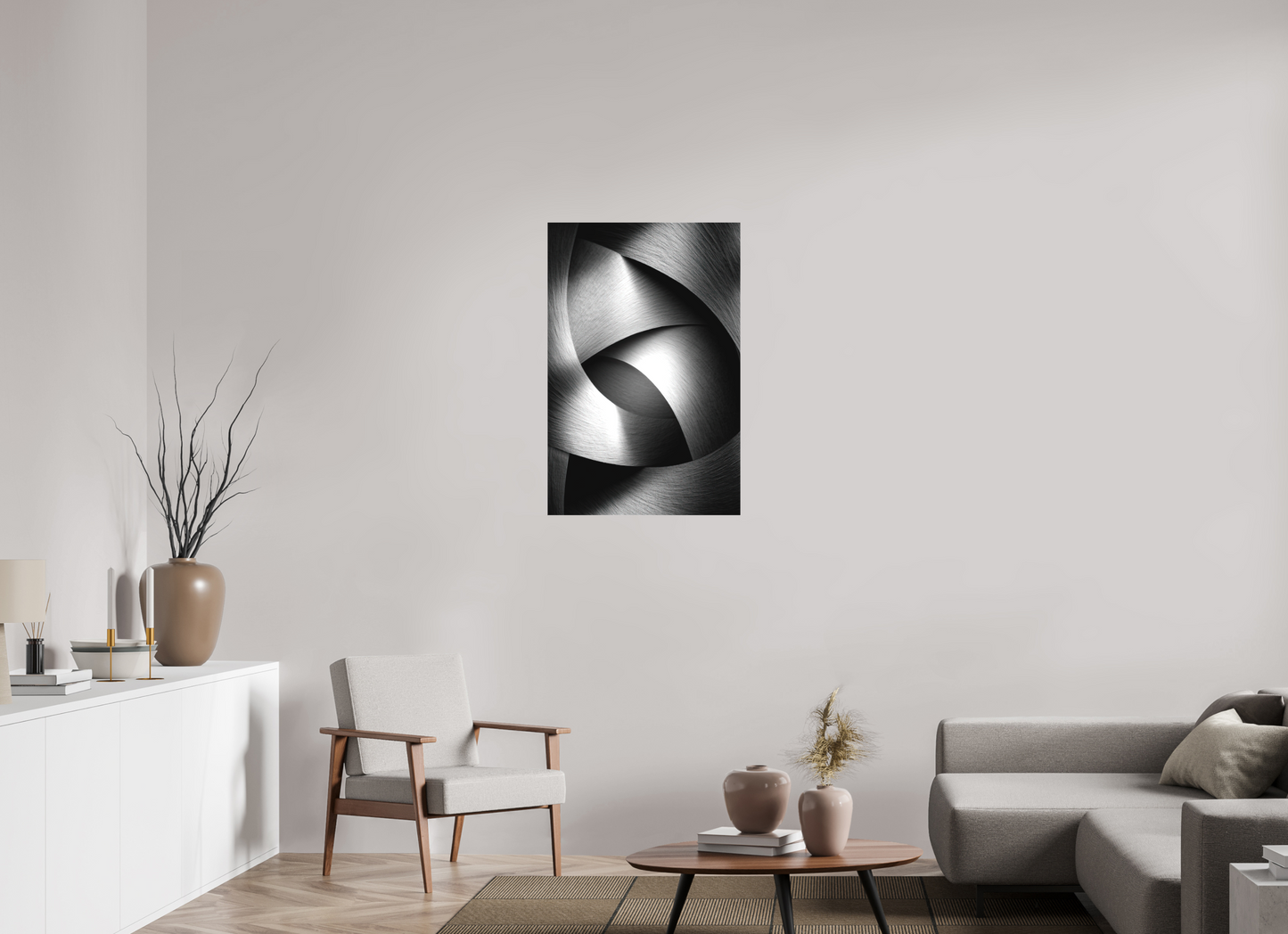 24 x 36.7″, Textile on Canvas Abstract B&W 4