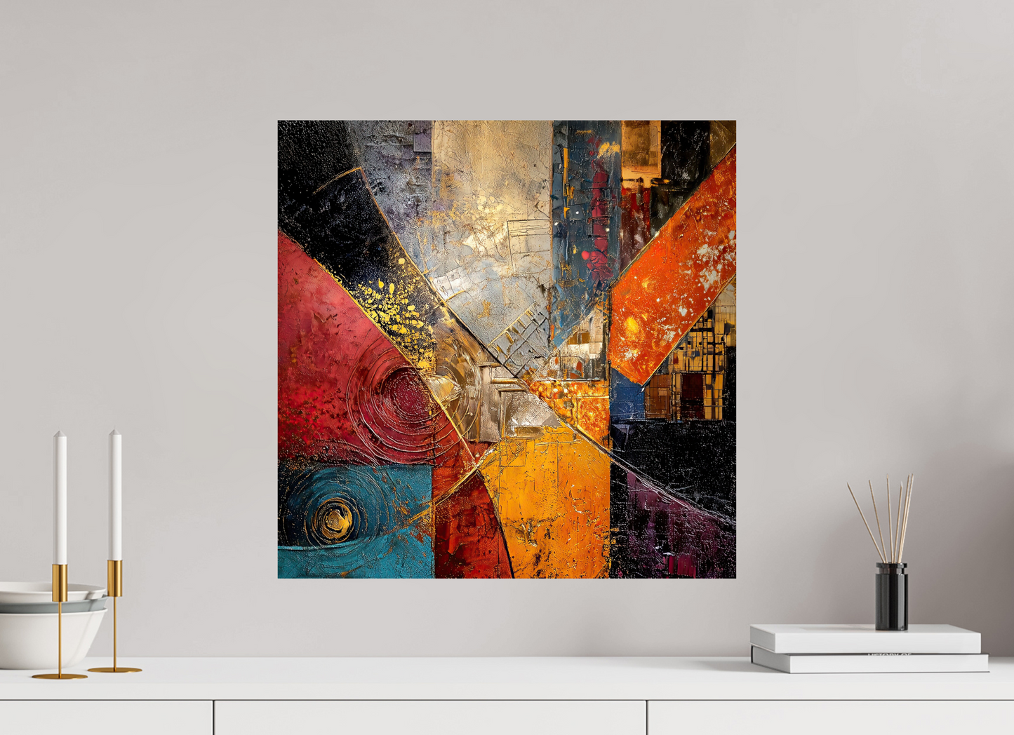 20 x 20″, Fine Art Print On Aluminum Dibond Abstract Cracked Paint
