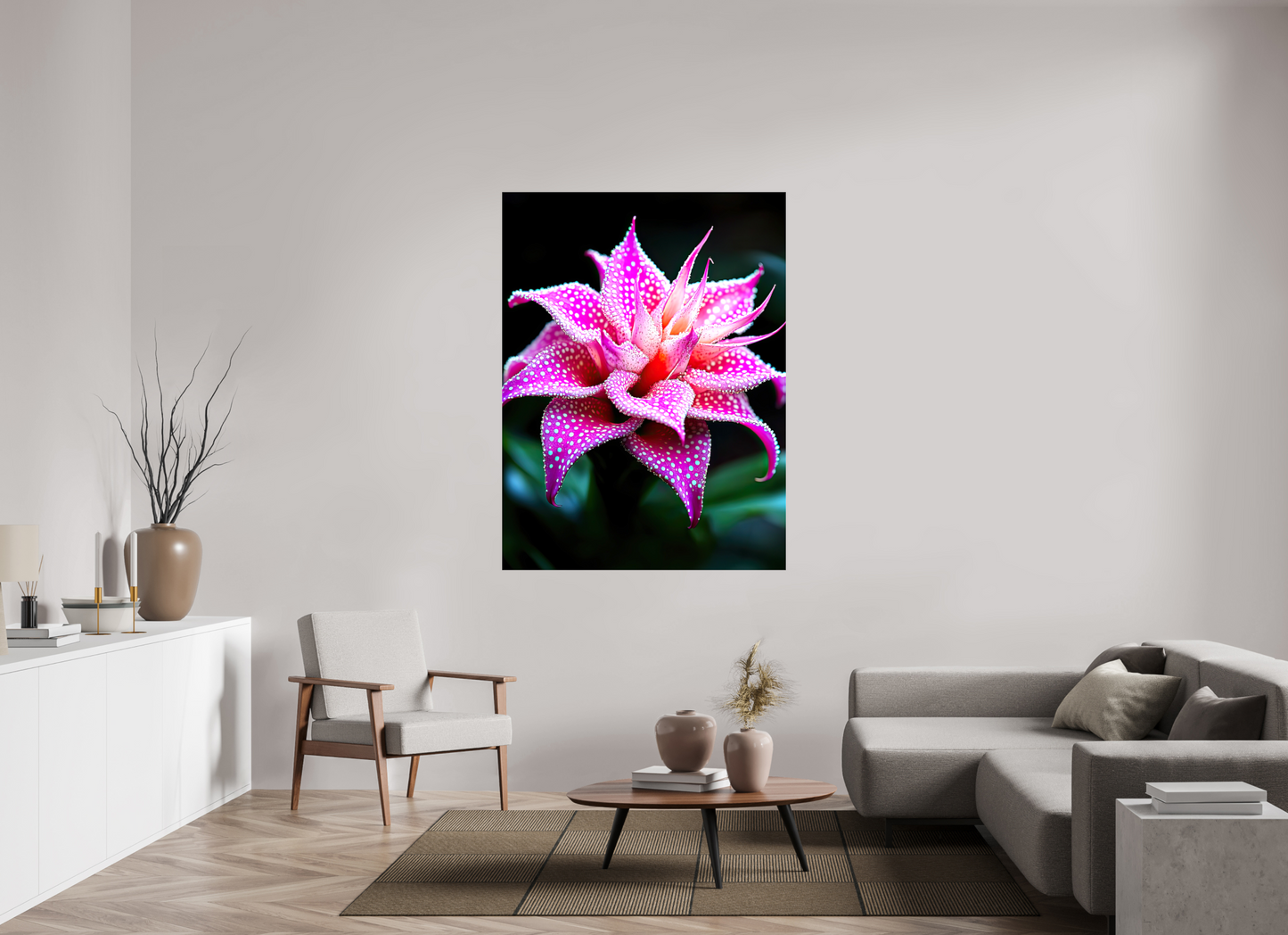 45 x 60″, Glossy Canvas Pink Mushroom Flower