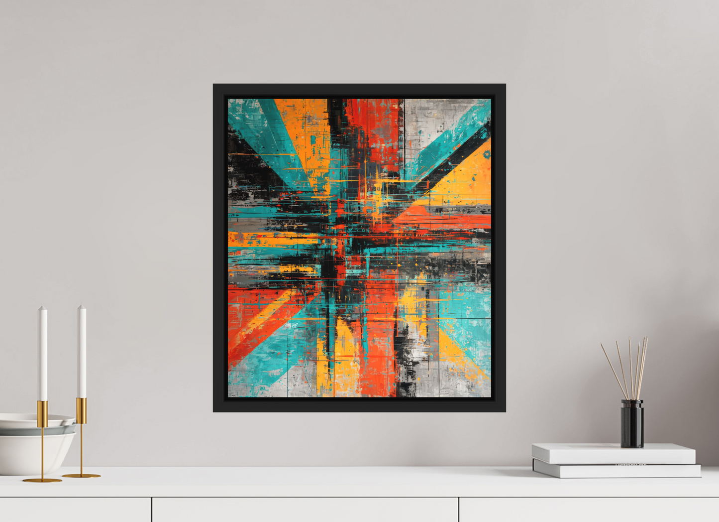 16 x 18.1″, Photo Print on Aluminum Backing with boarder Abstract Paint Lines