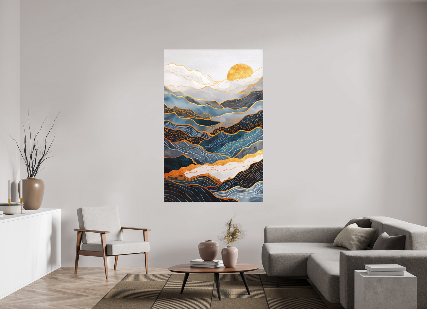 47 x 72.4″, Photo Print on Aluminum Backing Abstract Art Deco Mountains