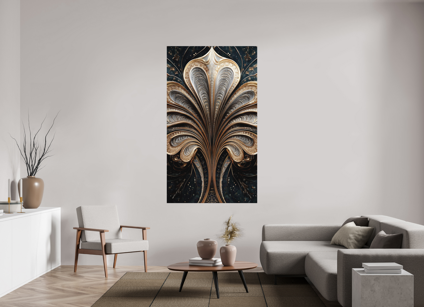 43 x 74.8″, Photo Print on Aluminum Backing Art Deco Abstract Flower 3