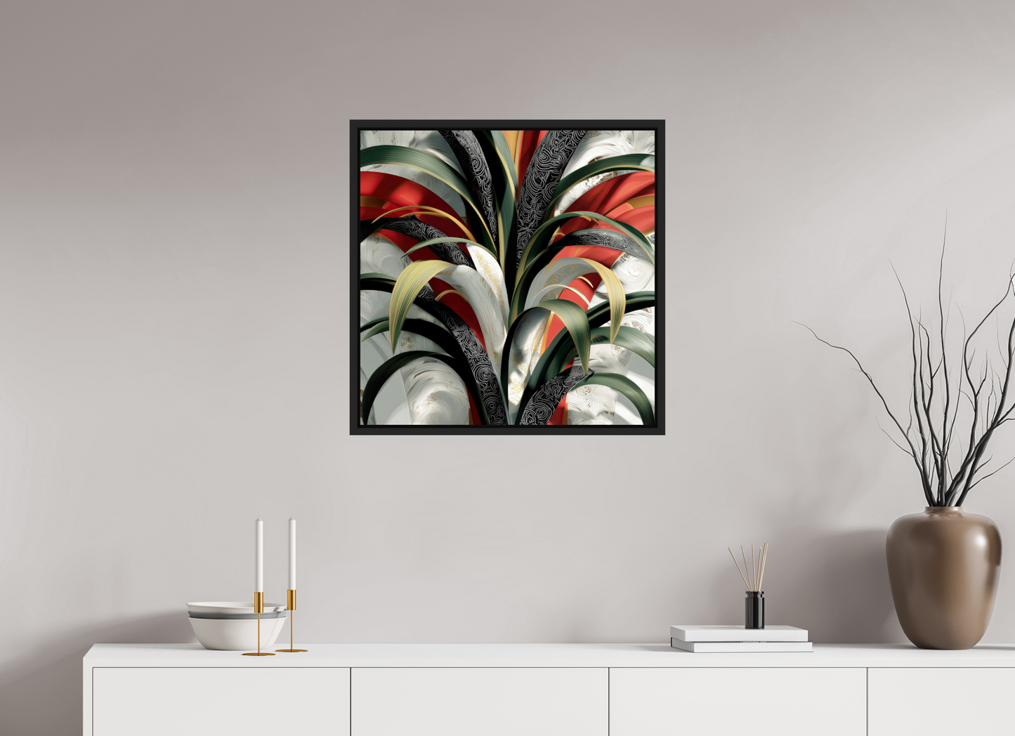 25 x 25″, Fine Art Print on Aluminum Dibond with Boarder House Plant