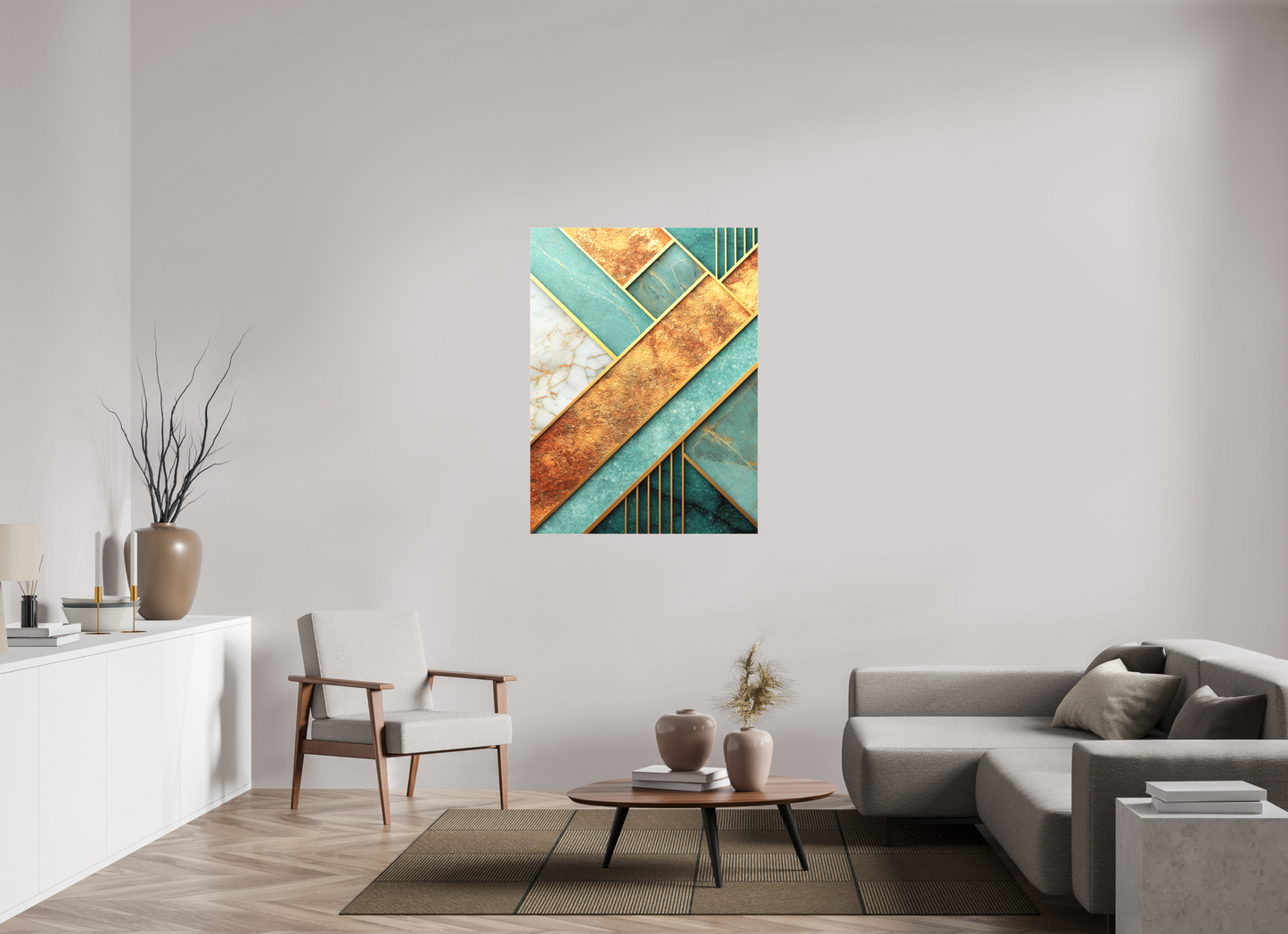 36 x 48.5″, Textile on Canvas Art Deco Atlantis