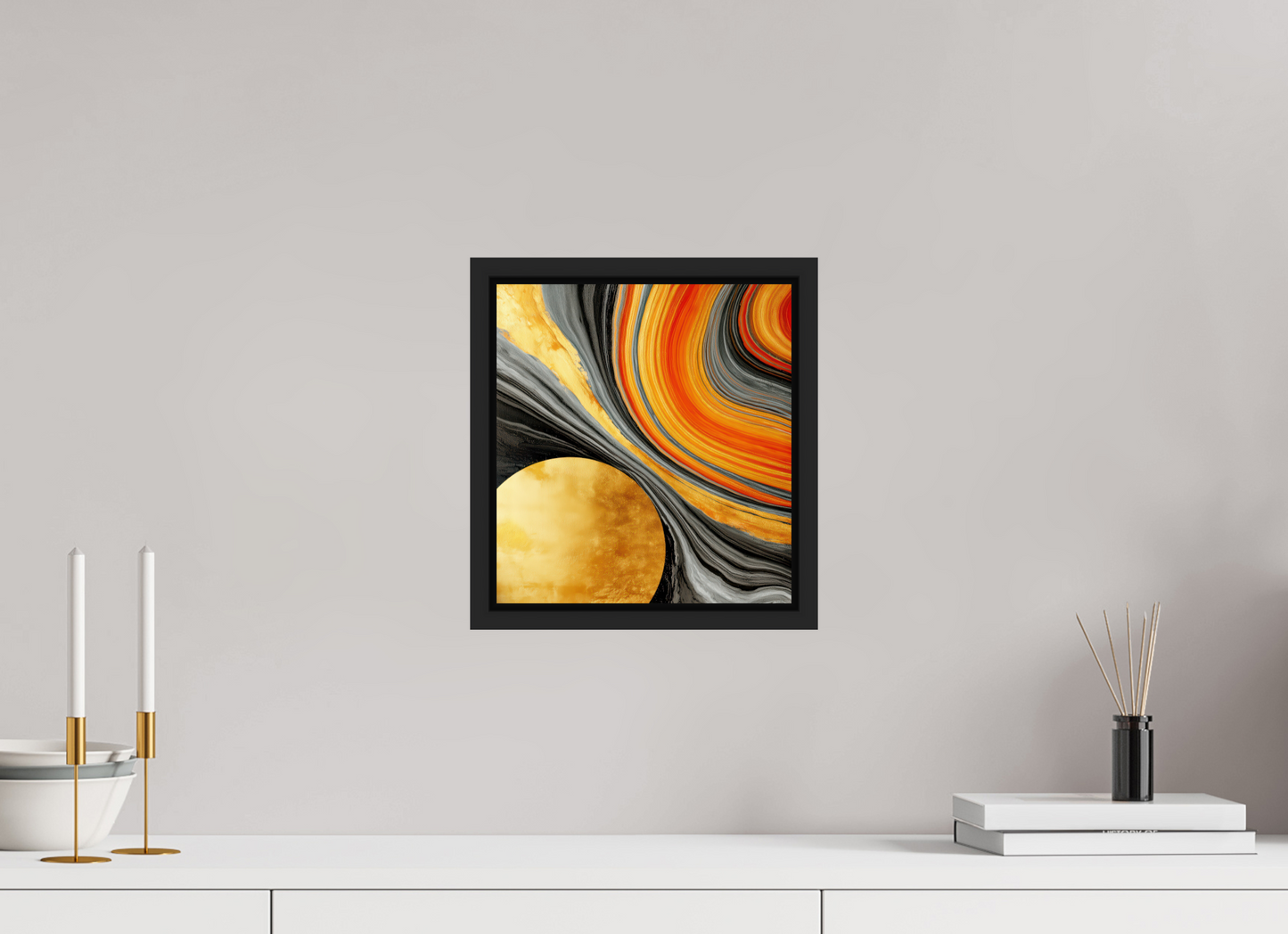 10 x 10.8″, Fine Art Print on Aluminum Dibond with Boarder Abstract Gold Geode