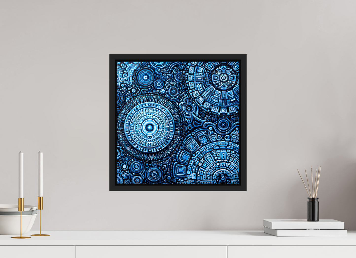 15 x 15″, Fine Art Print on Aluminum Dibond with Boarder Ancient Blue