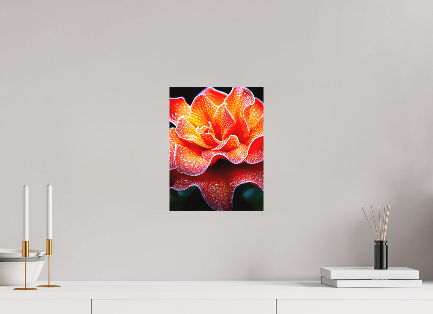 9 x 12″, Textile on Canvas Orange Flower