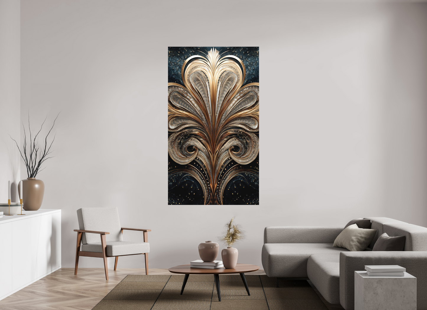 43 x 74.7″, Photo Print on Aluminum Backing Art Deco Abstract Flower 2