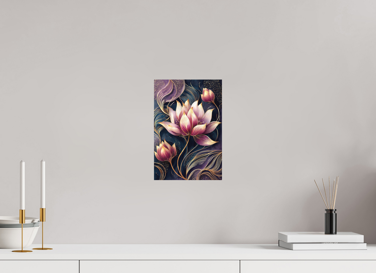 8 x 11.8″, Photo Print on Aluminum Backing Art Deco Purple Lotus