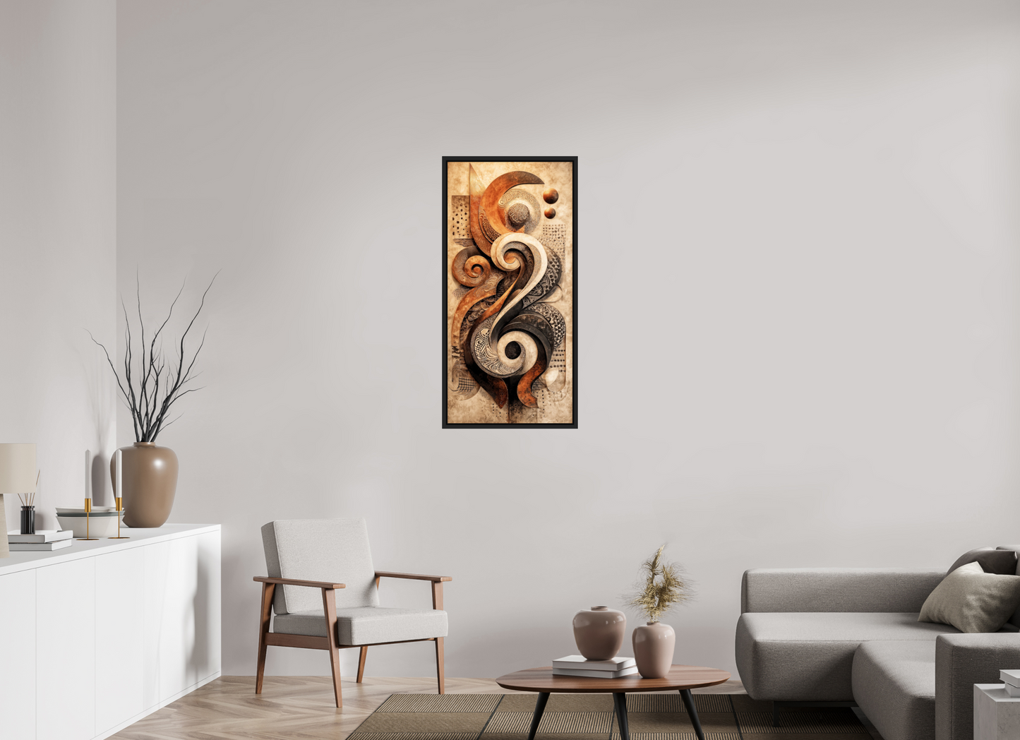 20 x 41.9″, Fine Art Print on Aluminum Dibond with Boarder Abstract Shapes 2