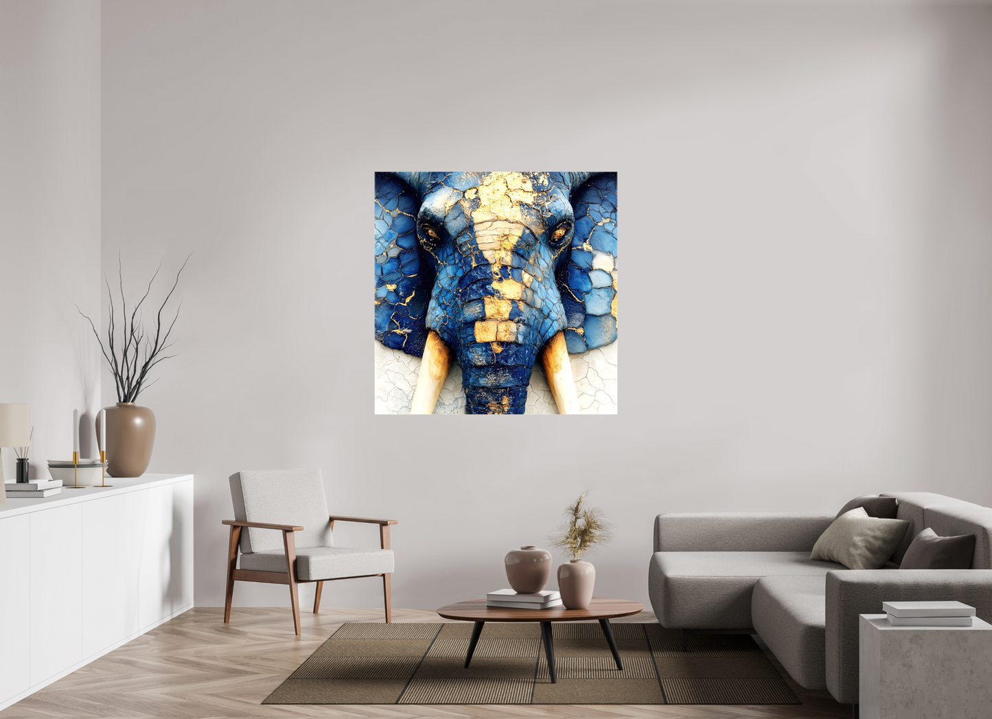 50 x 50″, Glossy Canvas Elephant