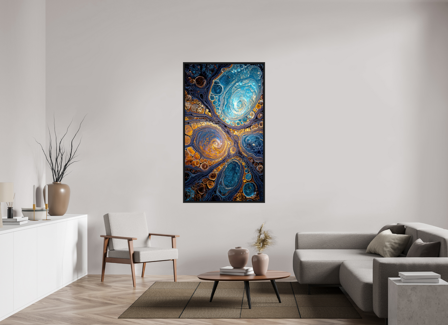36 x 63″, Fine Art Print on Aluminum Dibond with Boarder Abstract Geode