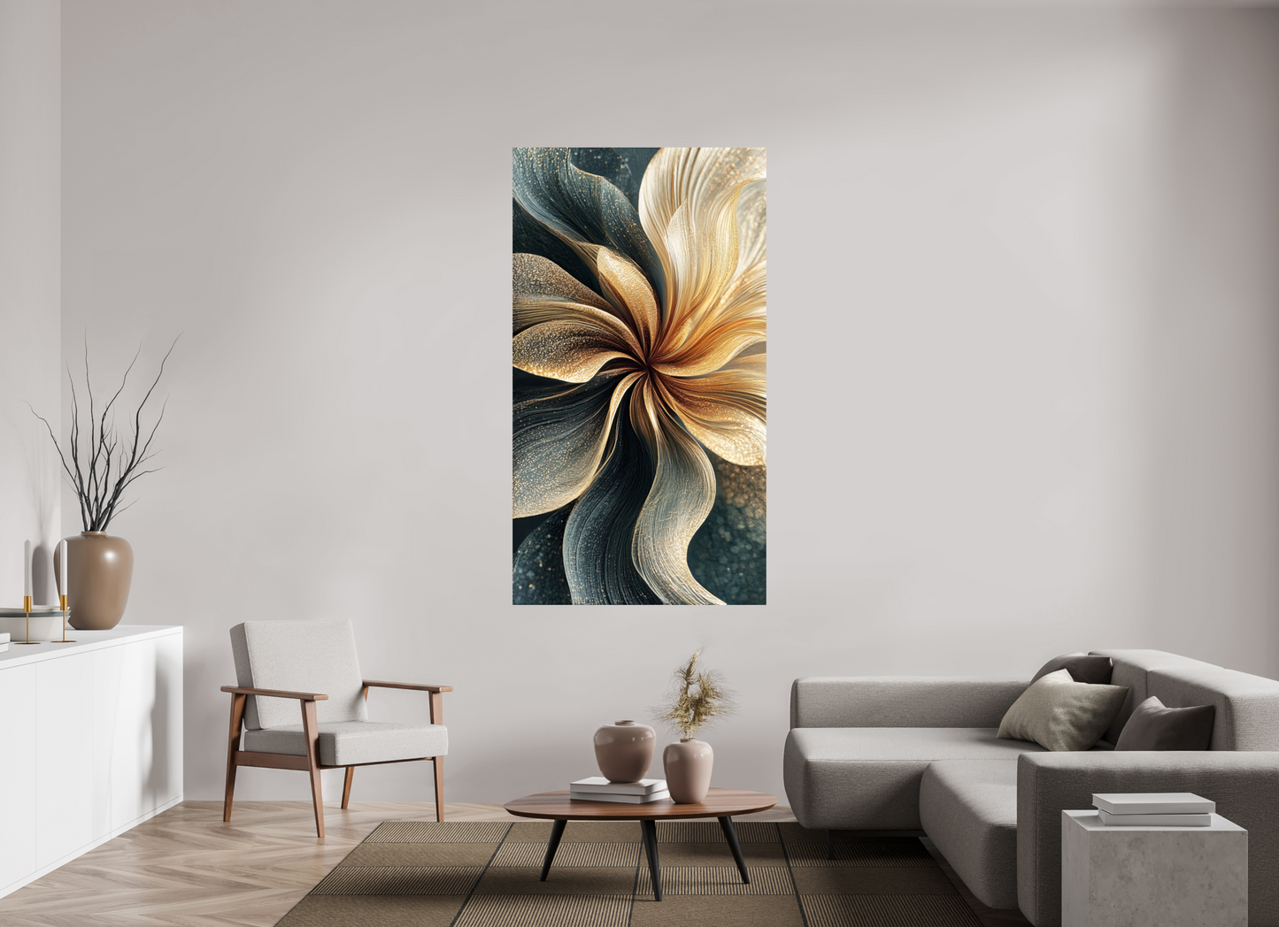 40 x 72.2″, Fine Art Print On Aluminum Dibond Abstract Flower Swirl
