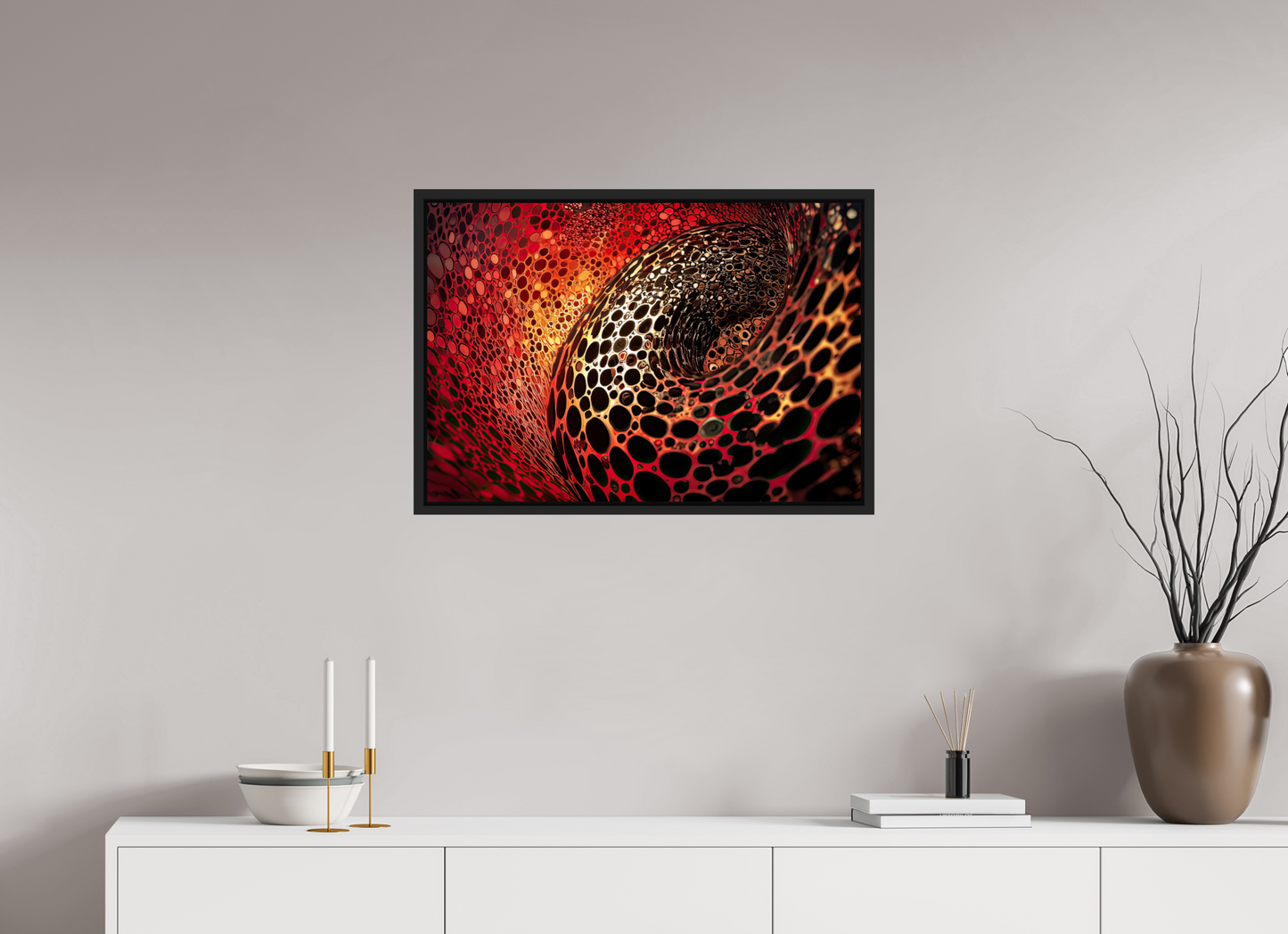 29 x 20″, Fine Art Print on Aluminum Dibond with Boarder Red Leopard