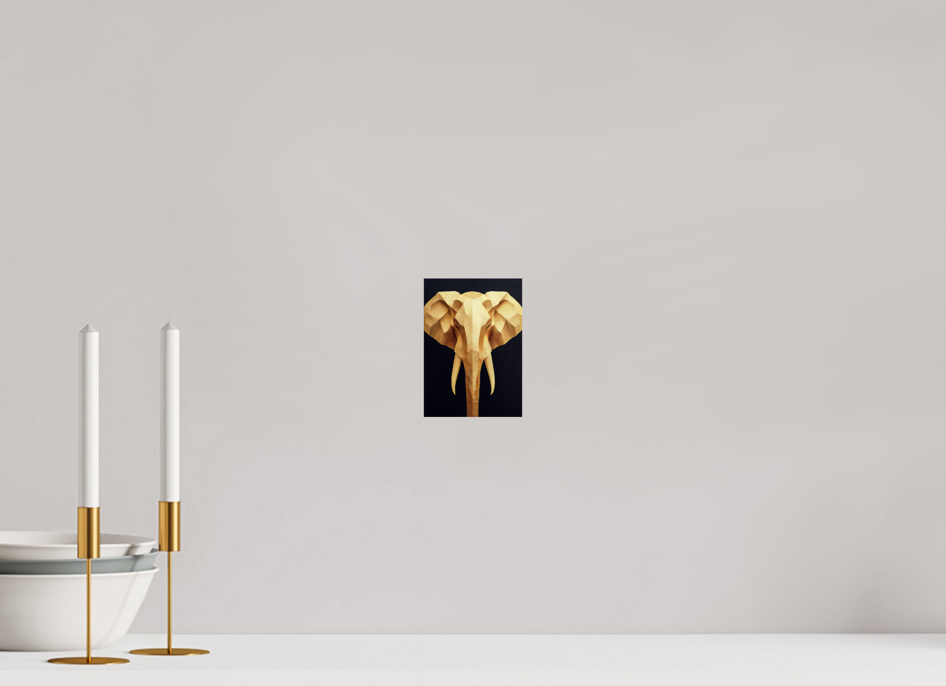 ISO A6 (10,5 x 14,8 cm), Fine Art Print On Aluminum Dibond Gold Elephant