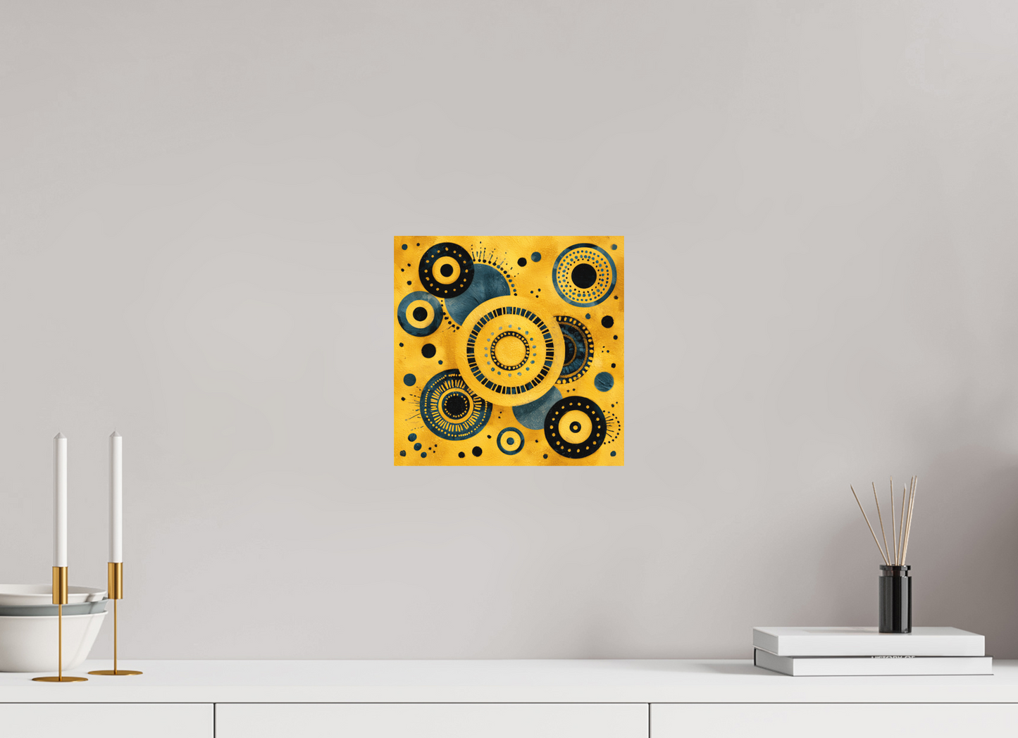 10 x 10″, Photo Print on Aluminum Backing Yellow & Blue